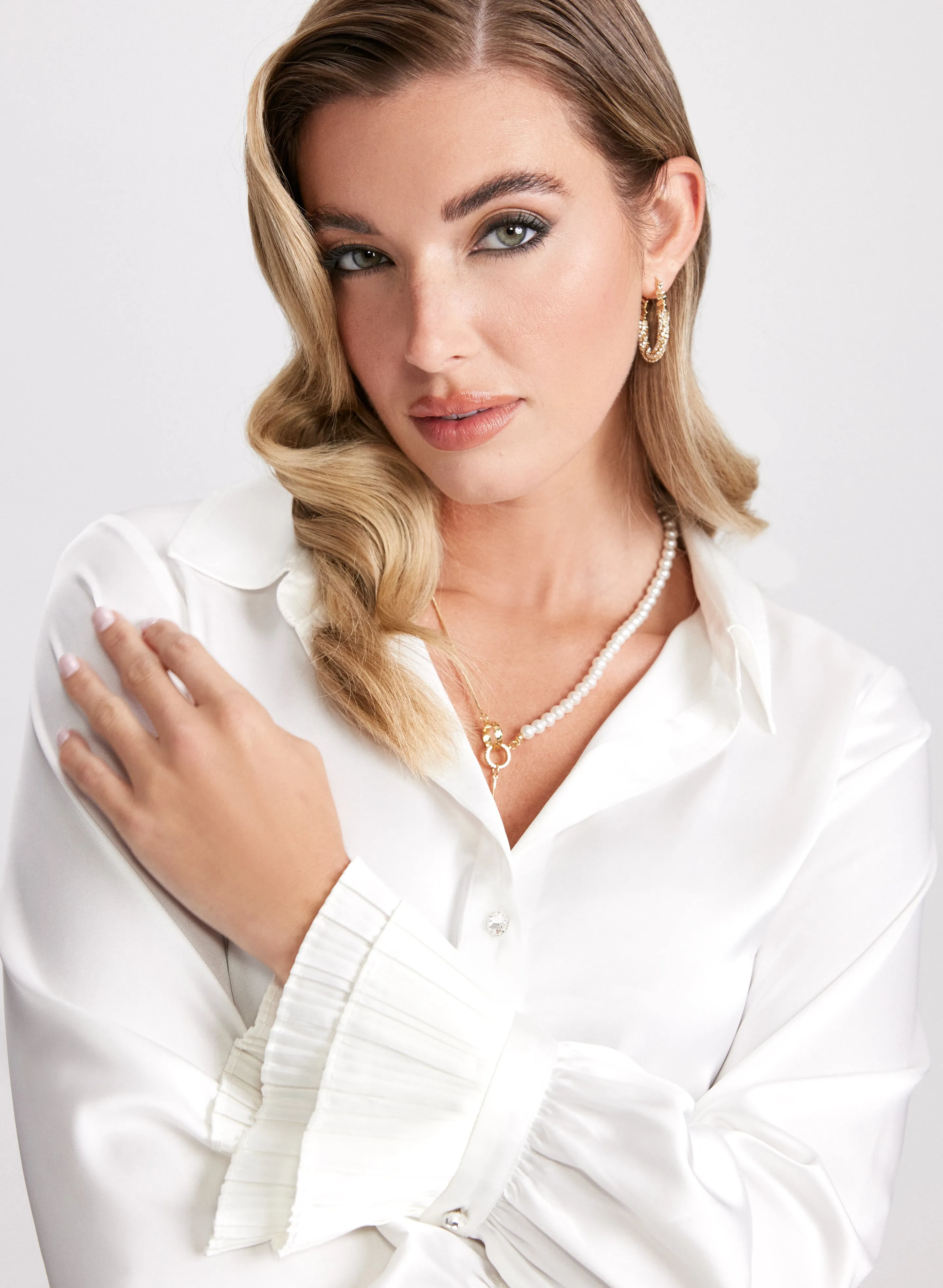 Satin Rhinestone Button Blouse sold by Laura product image thumbnail 2