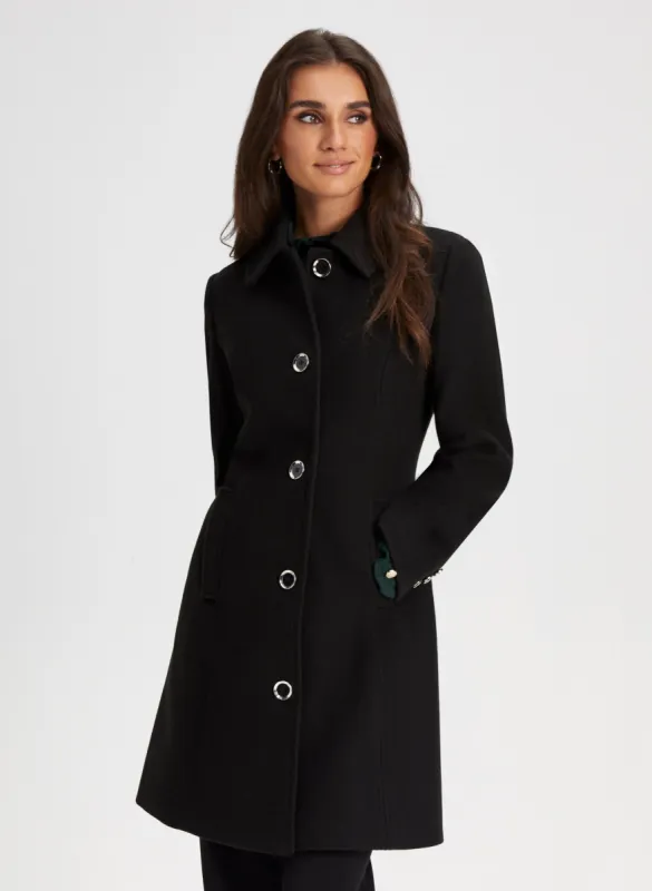 コート CHLOE DOUBLE-BREASTED BLACK COAT IN WOOL BLEND Chloé Double-breasted black coat in wool blend – Lord & Taylor