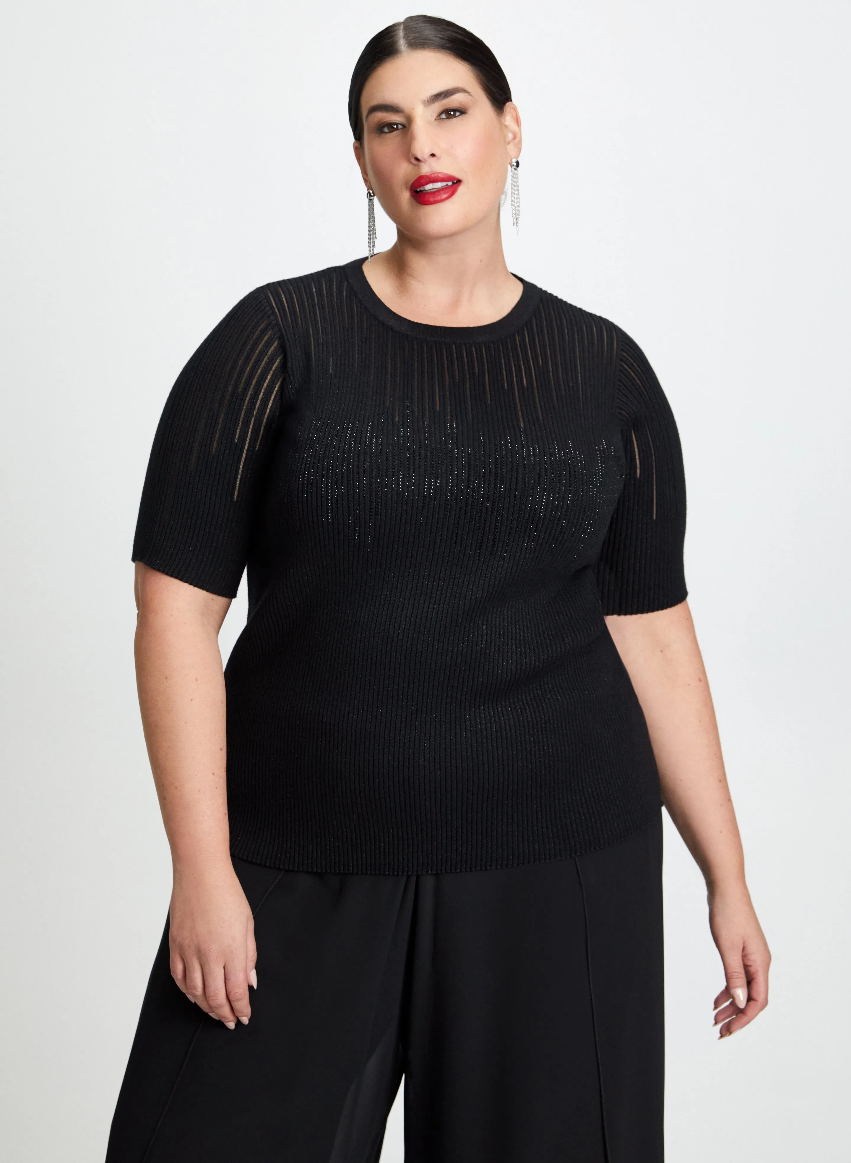 Linear Rhinestone Motif Sweater sold by Laura