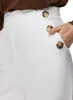 Button Detail Linen-Blend Pants sold by Laura