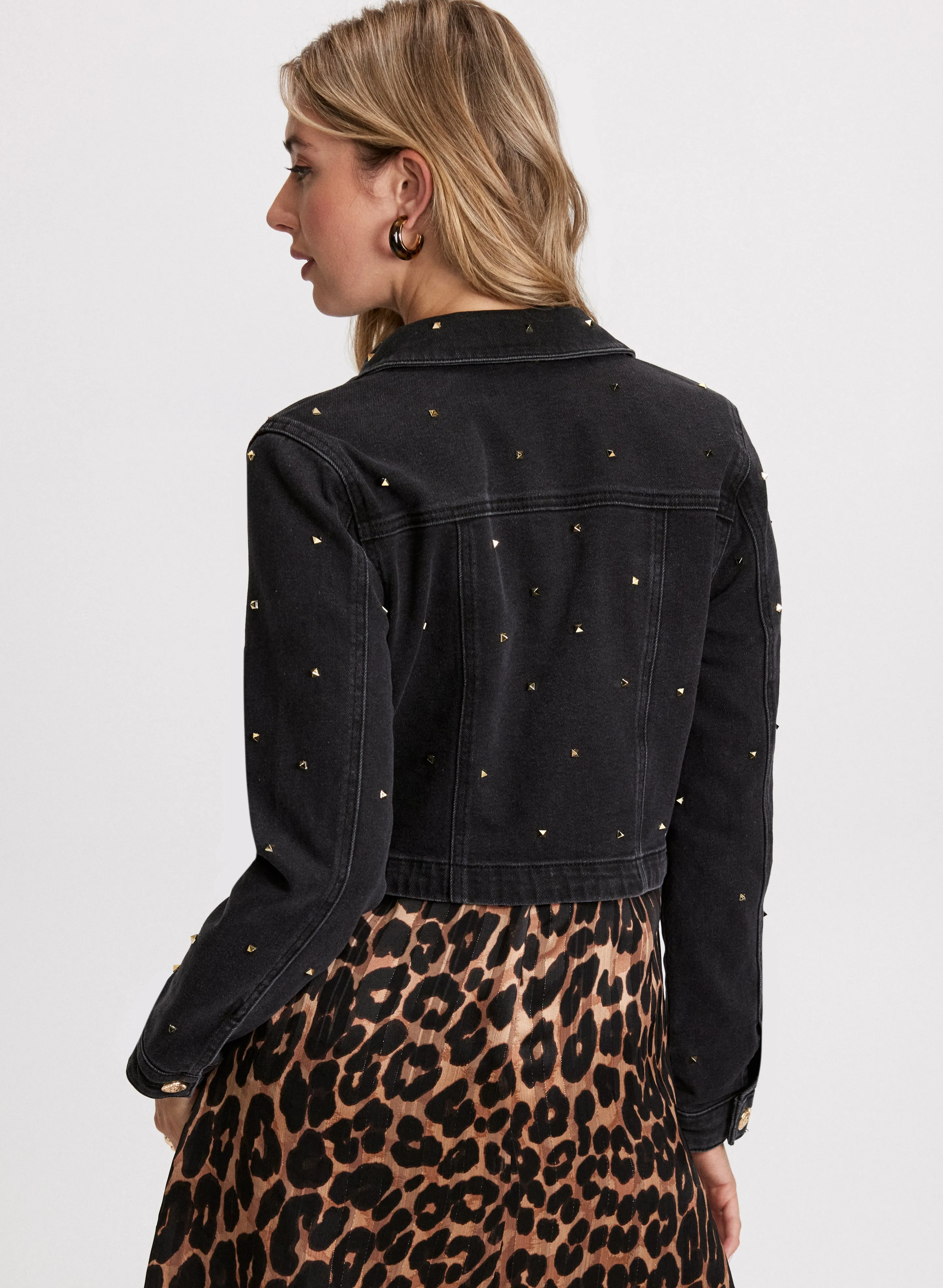 Studded Cropped Denim Jacket sold by Laura product image thumbnail 4