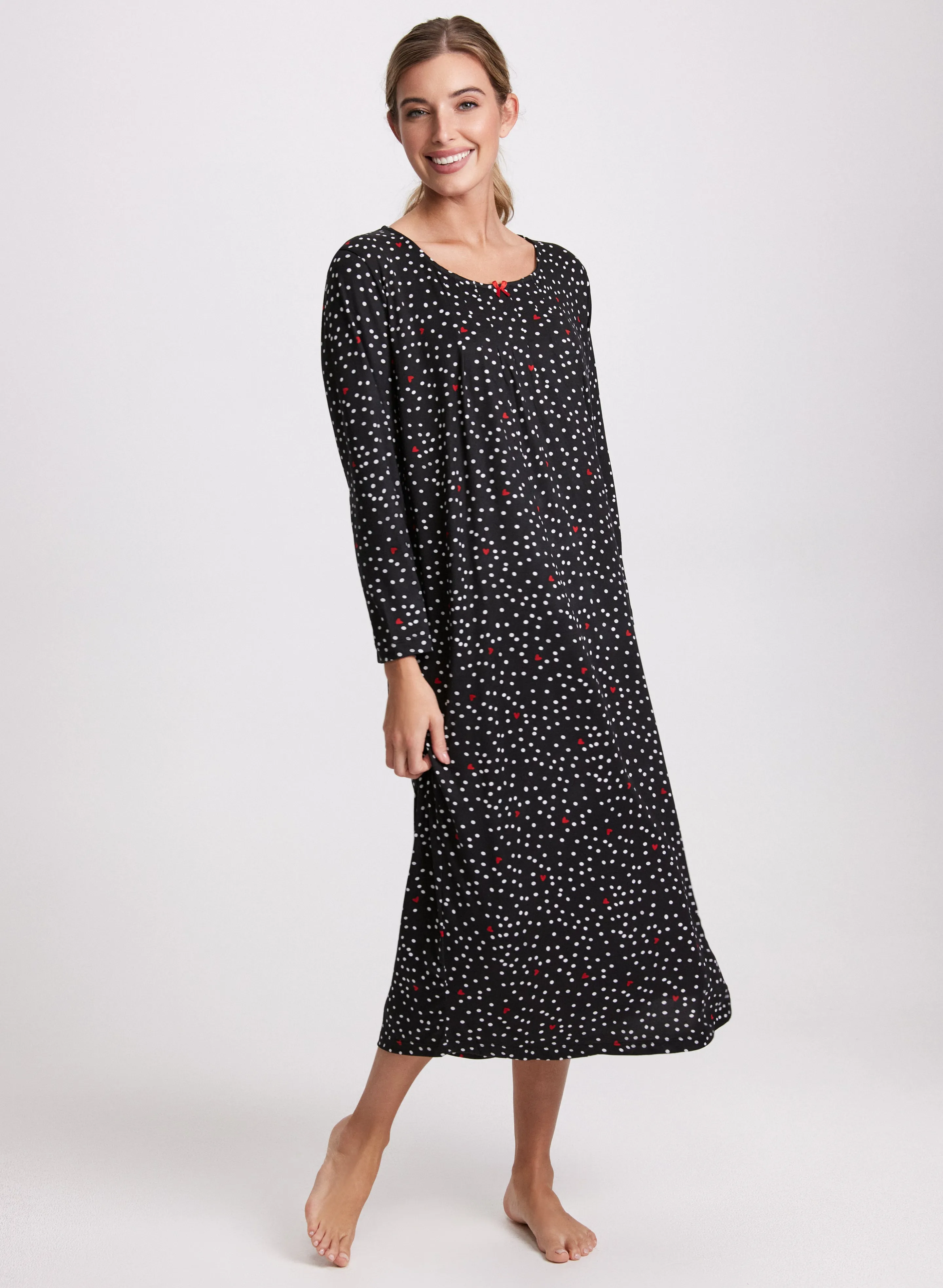 Heart & Polka Dot Print Nightgown sold by Laura