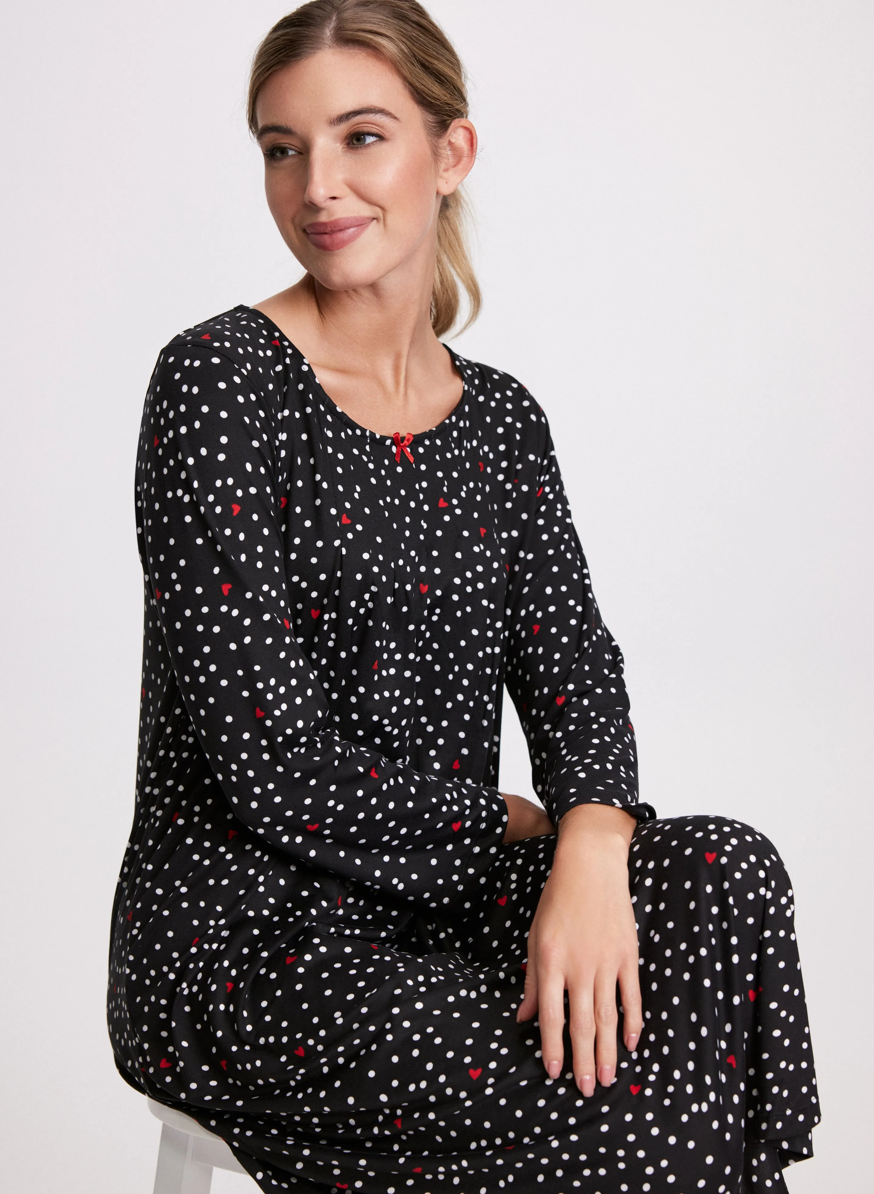 Heart & Polka Dot Print Nightgown sold by Laura product image thumbnail 2