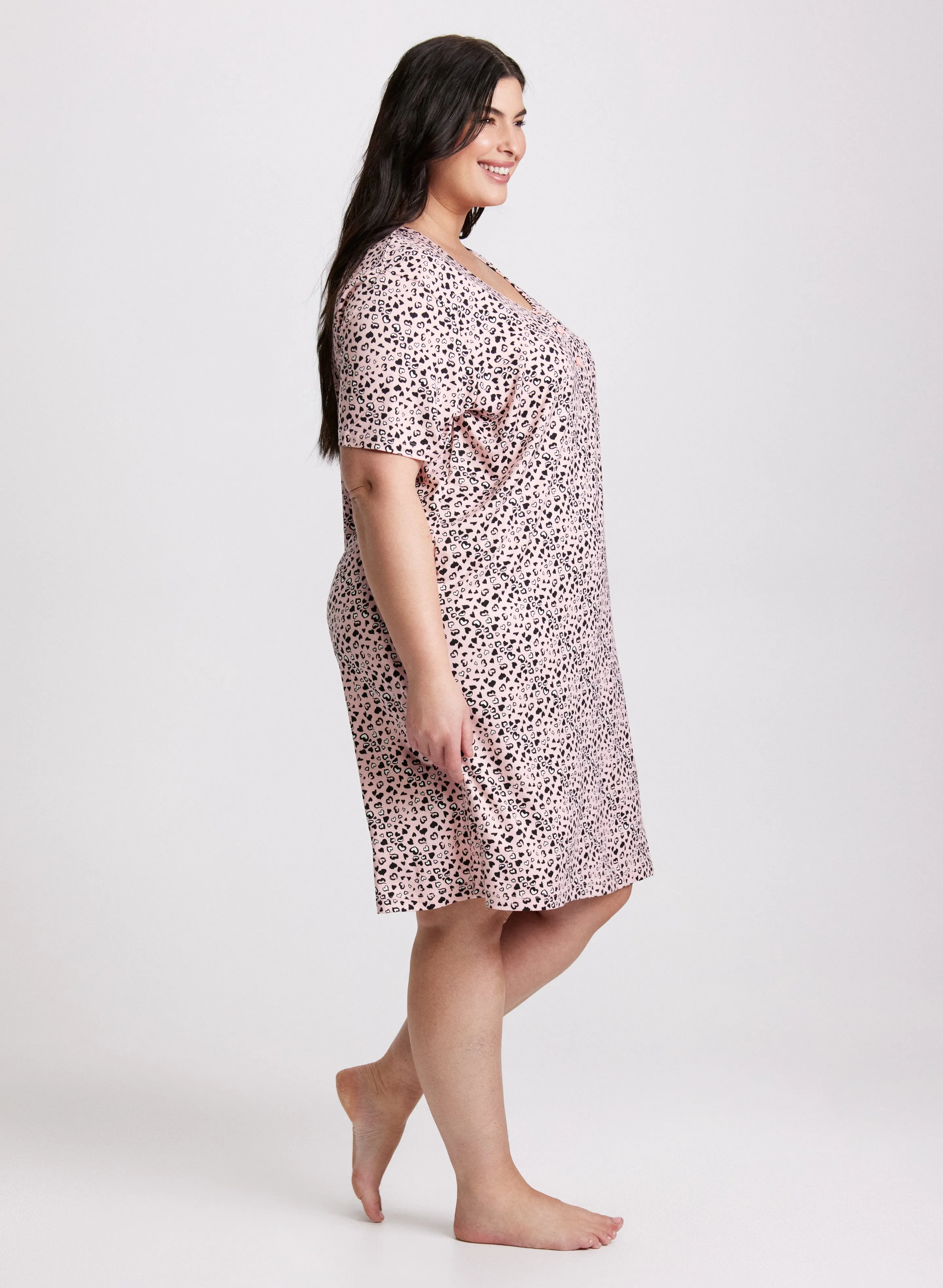 Short Sleeve Heart Print Nightgown sold by Laura product image thumbnail 2