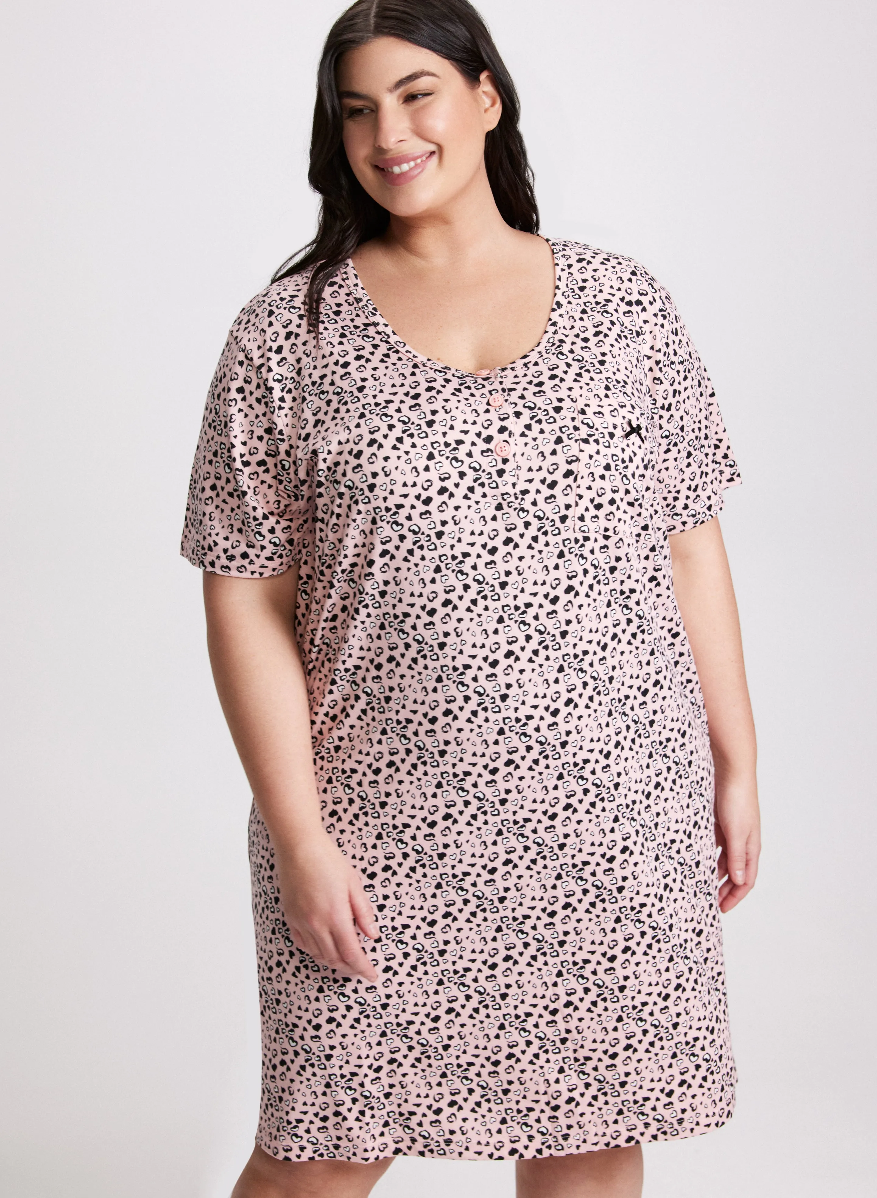 Short Sleeve Heart Print Nightgown sold by Laura product image thumbnail 4