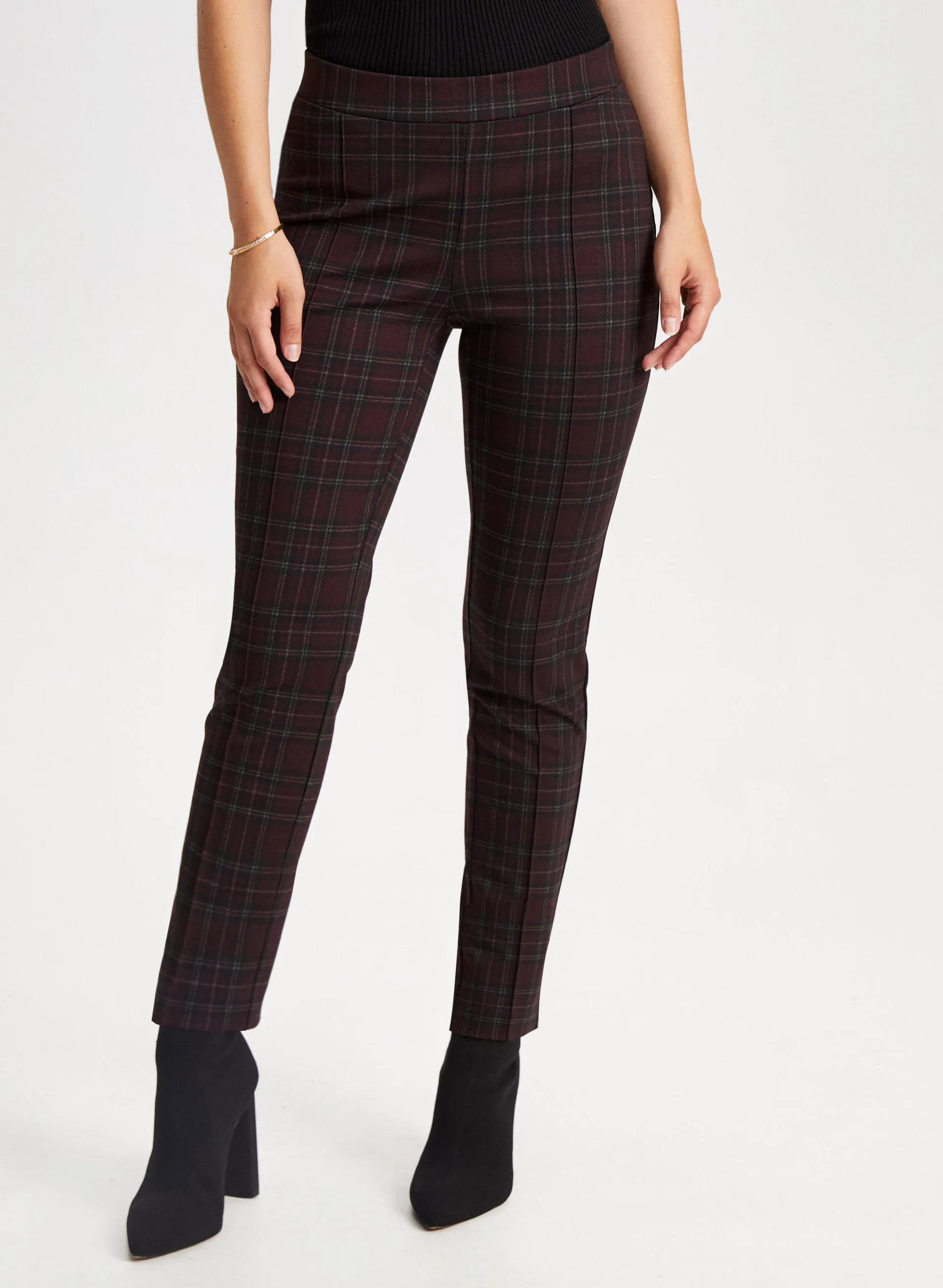 Pull-On Plaid Motif Pants sold by Laura