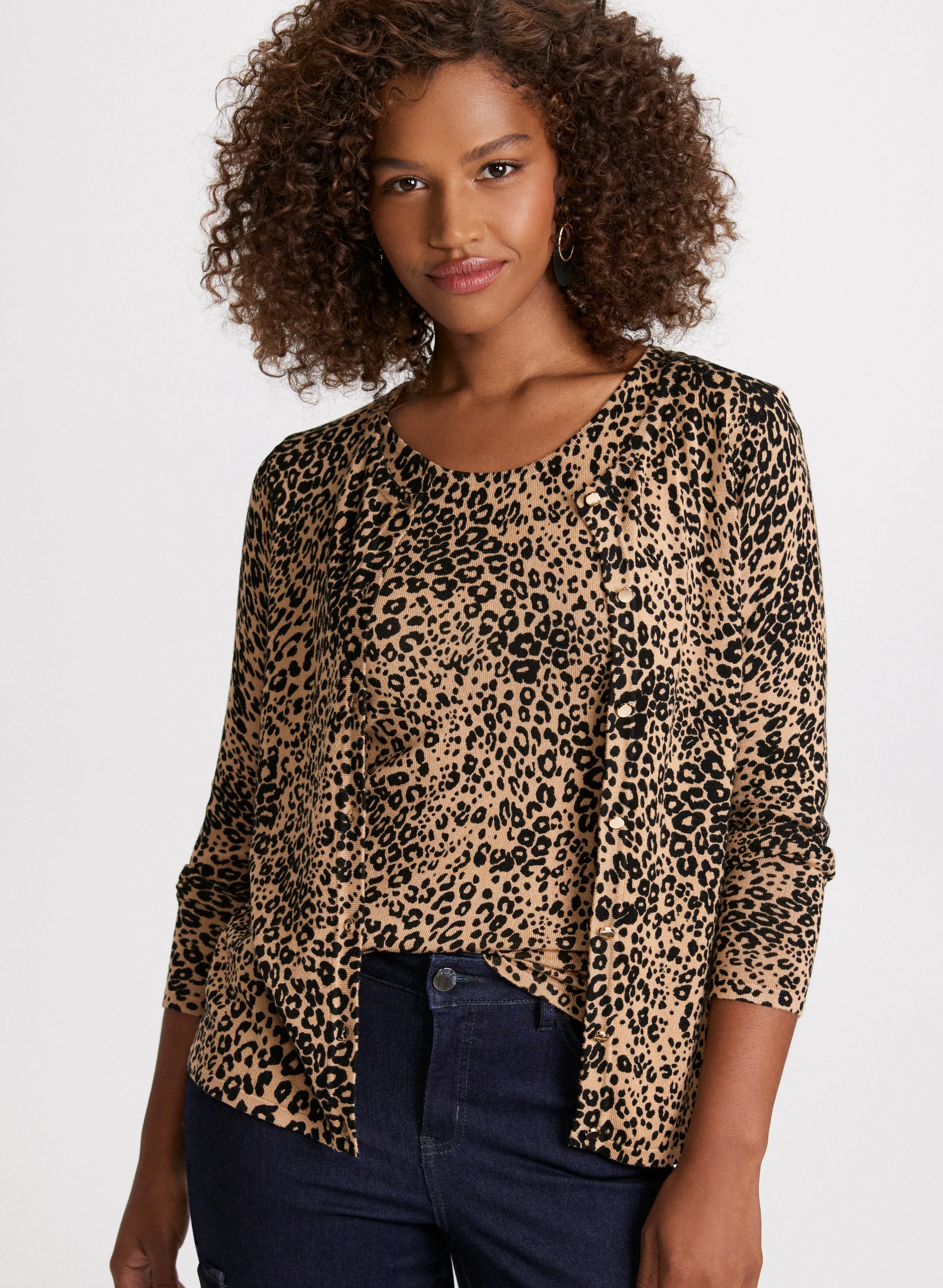 Buttoned Leopard Print Cardigan sold by Laura product image thumbnail 2
