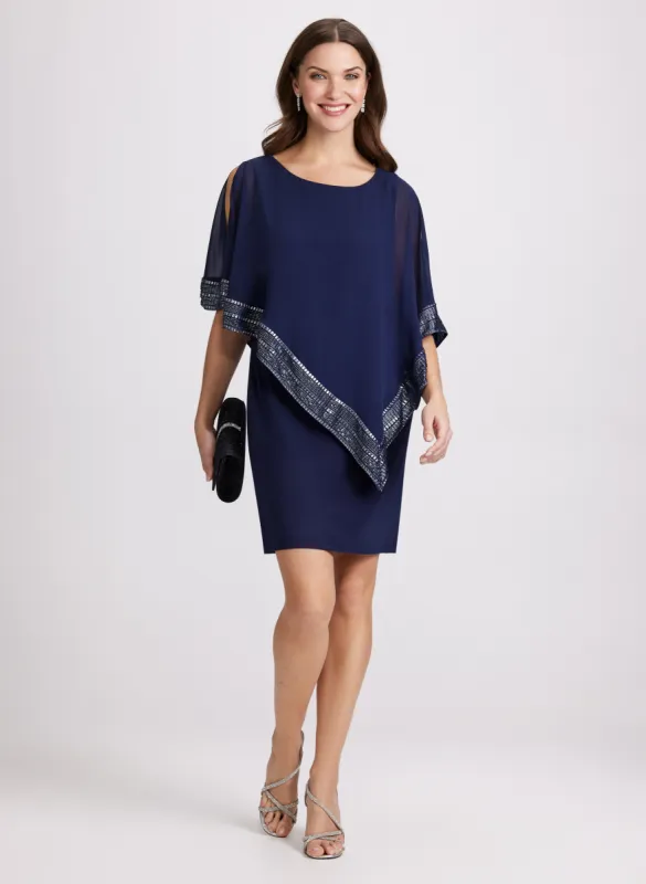 Chiffon Dress & Asymmetric Cape sold by Laura