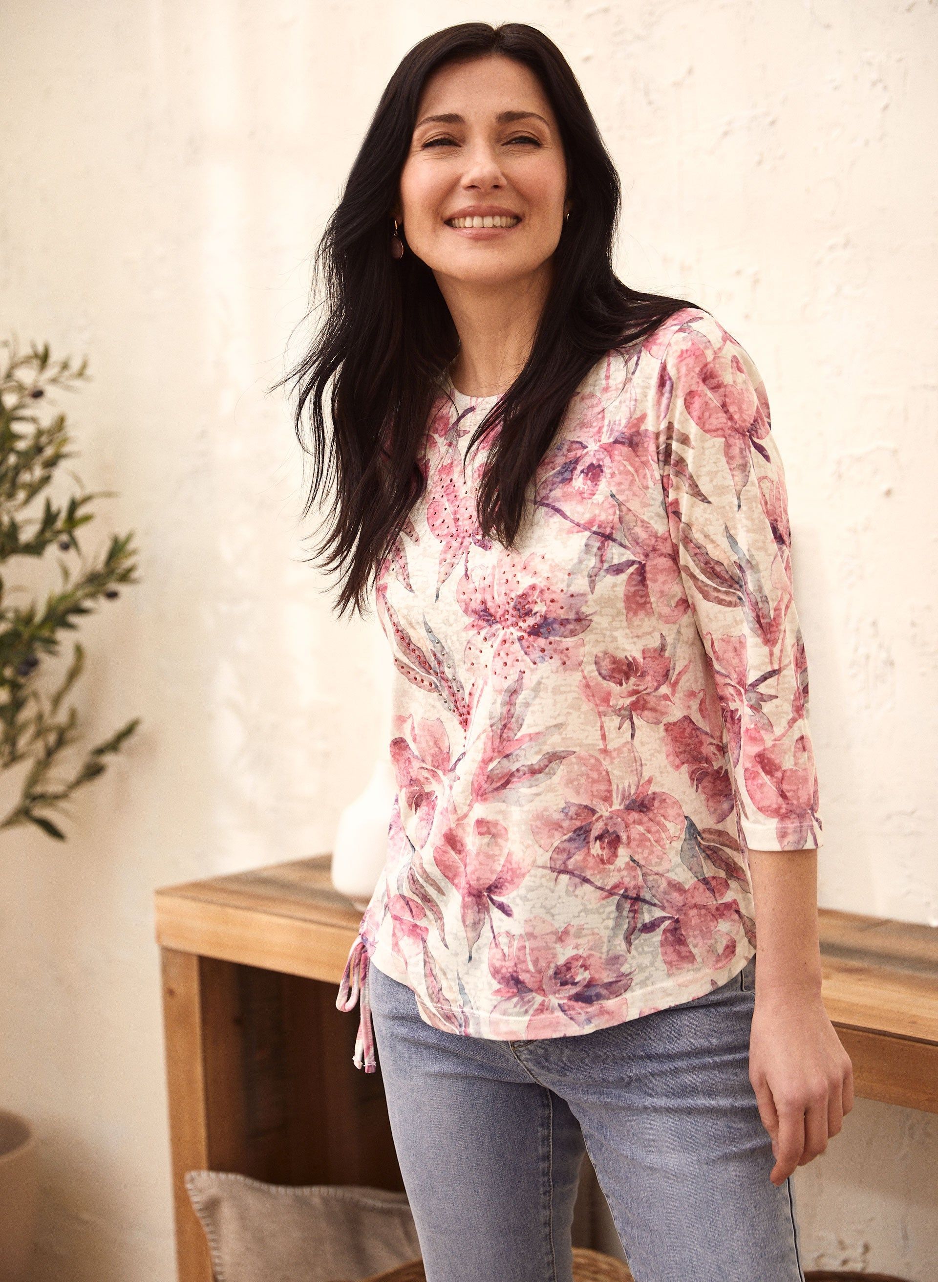 Floral Print 3/4 Sleeve Tee sold by Laura