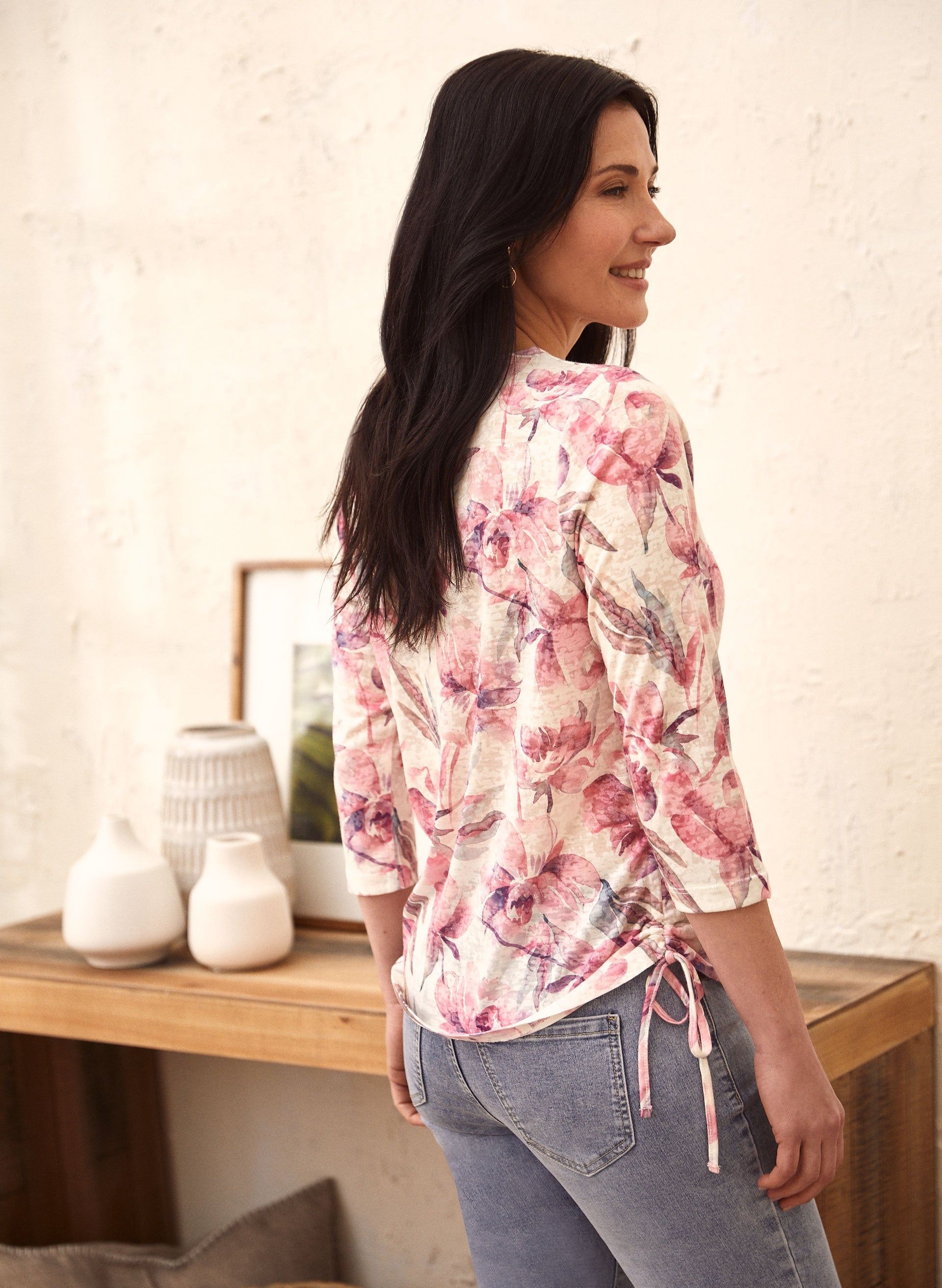 Floral Print 3/4 Sleeve Tee sold by Laura product image thumbnail 4