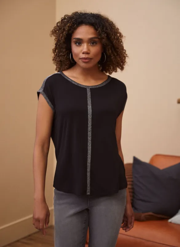 Metallic Trim Tee sold by Laura