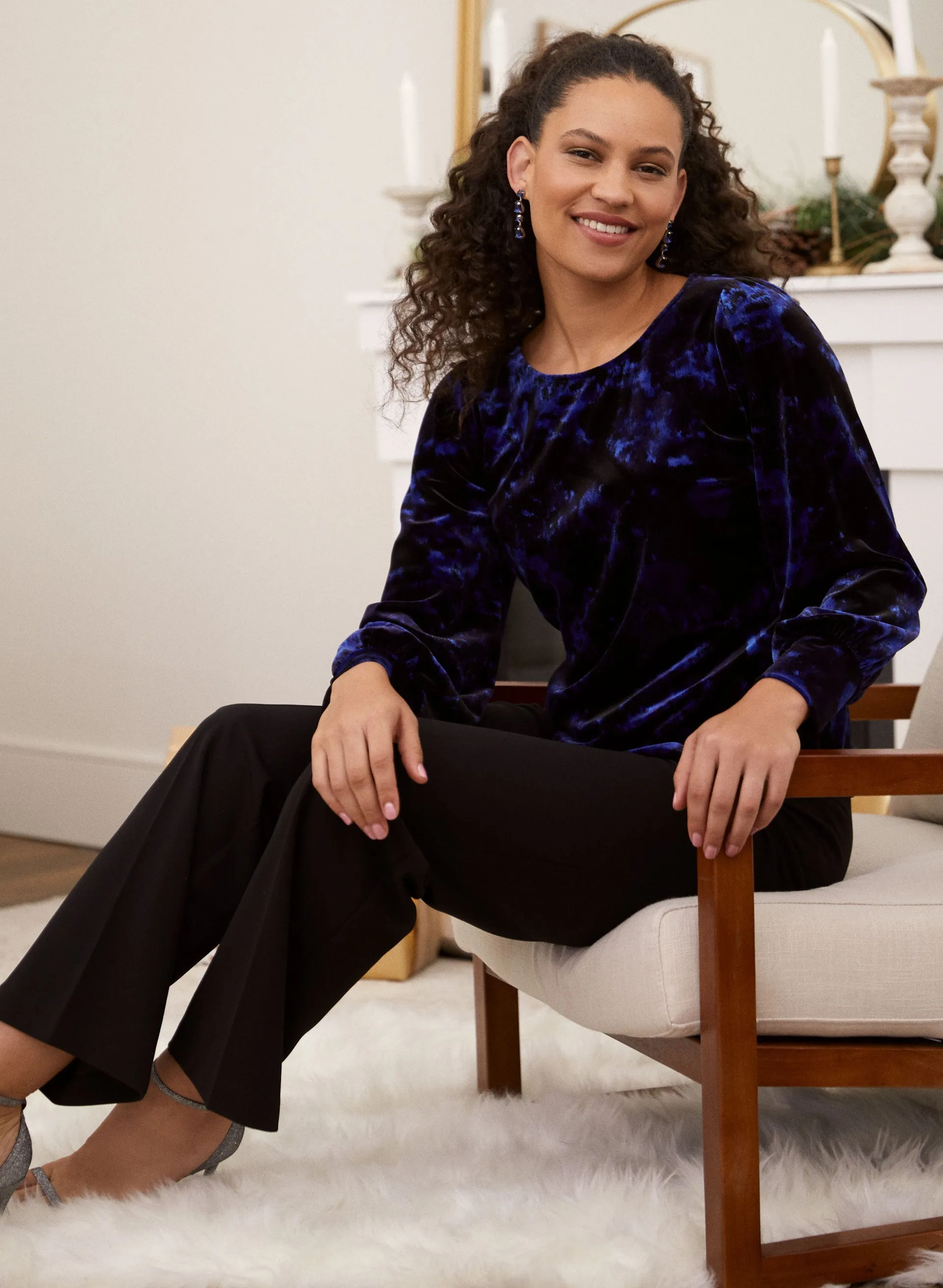 Floral Print Velour Top sold by Laura product image thumbnail 4