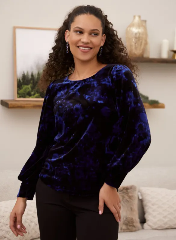 Floral Print Velour Top sold by Laura