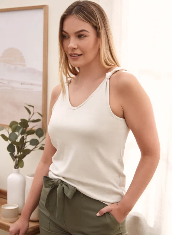 Knot Detail Cotton Modal Tank Top sold by Laura