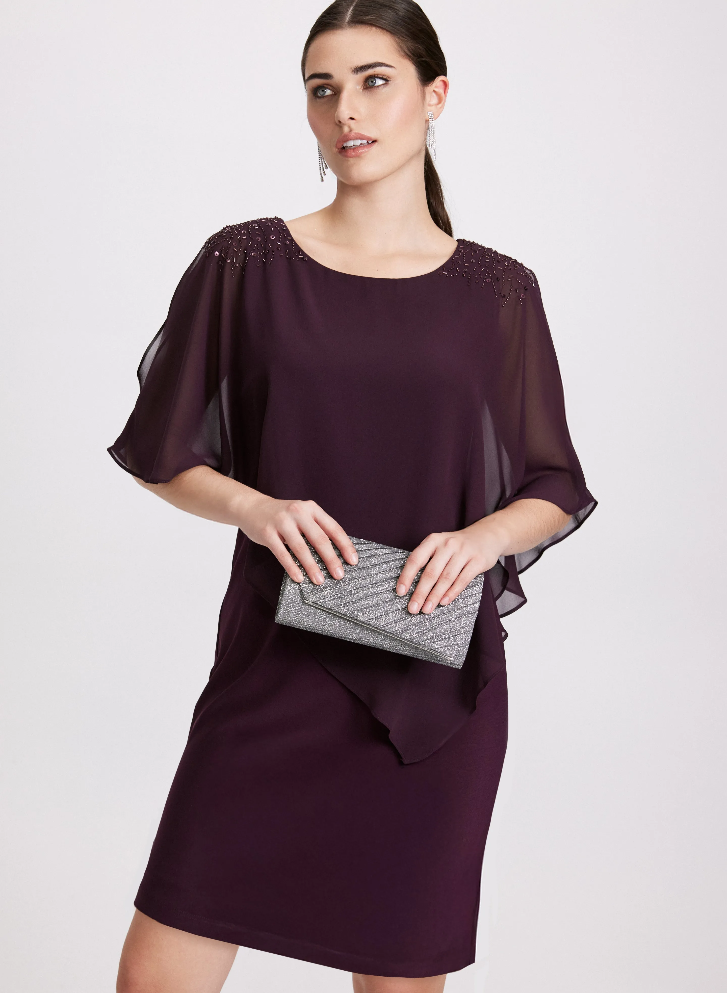 Beaded Cape Overlay Dress sold by Laura product image thumbnail 4