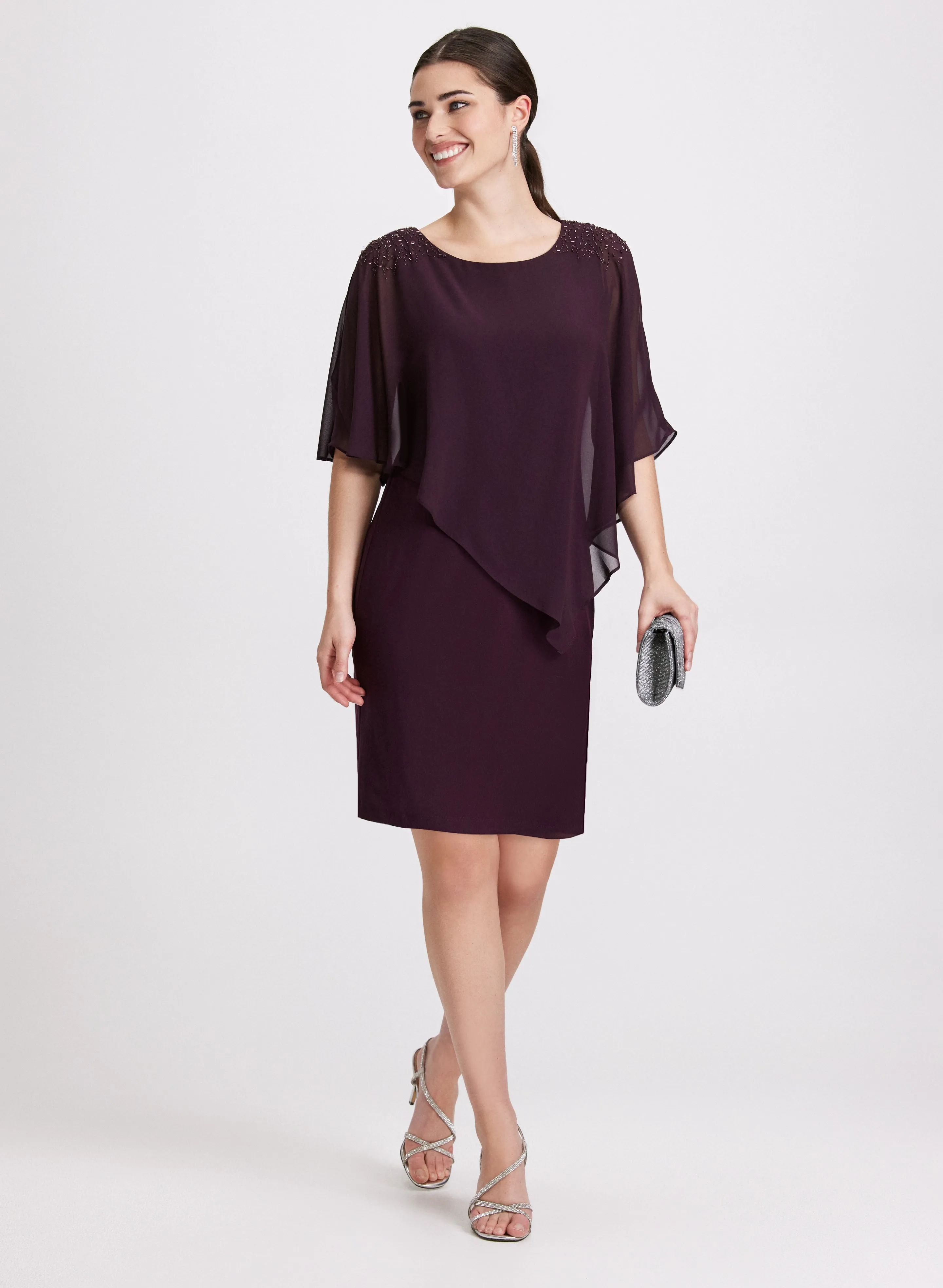 Beaded Cape Overlay Dress sold by Laura