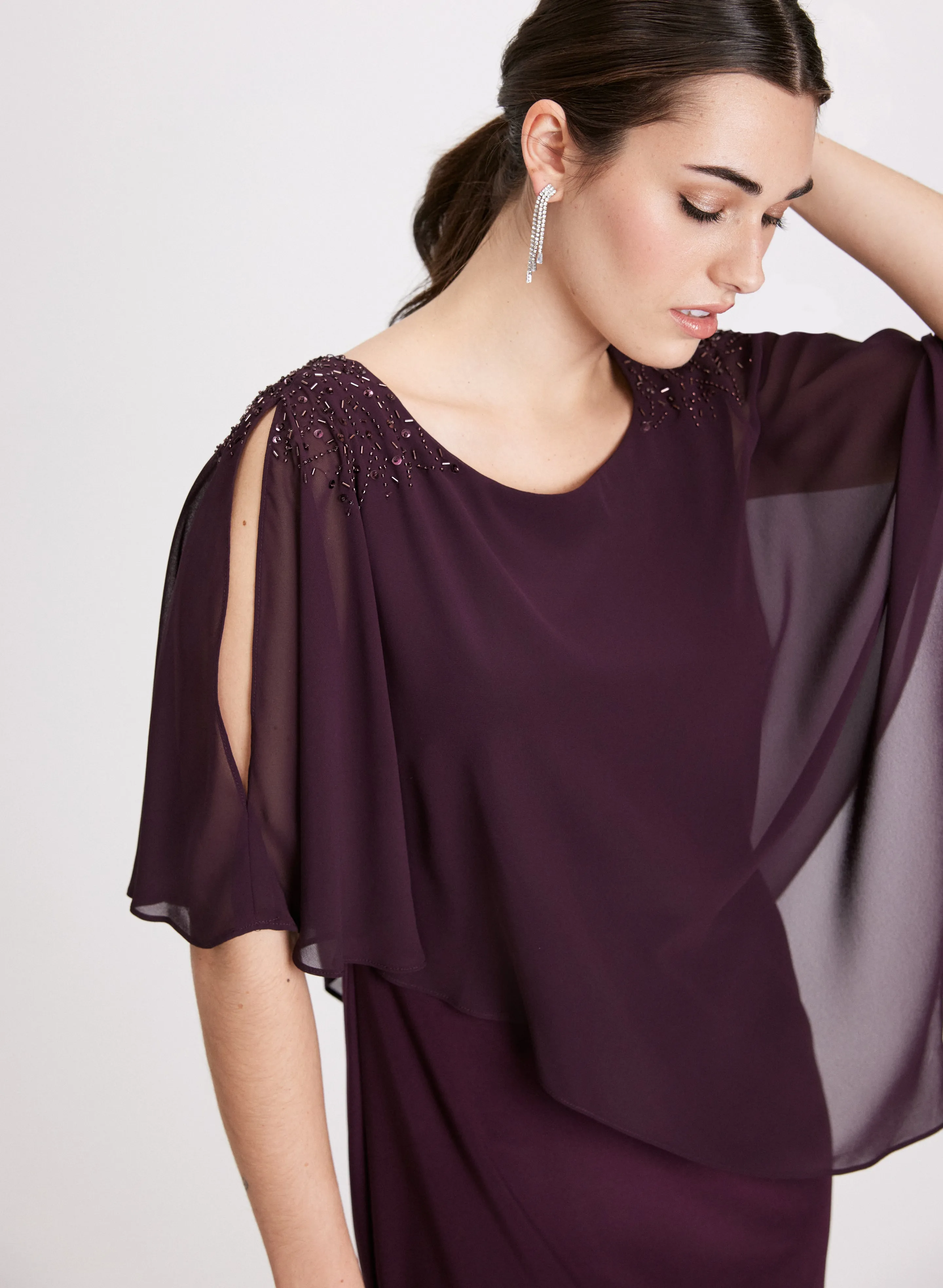 Beaded Cape Overlay Dress sold by Laura product image thumbnail 5