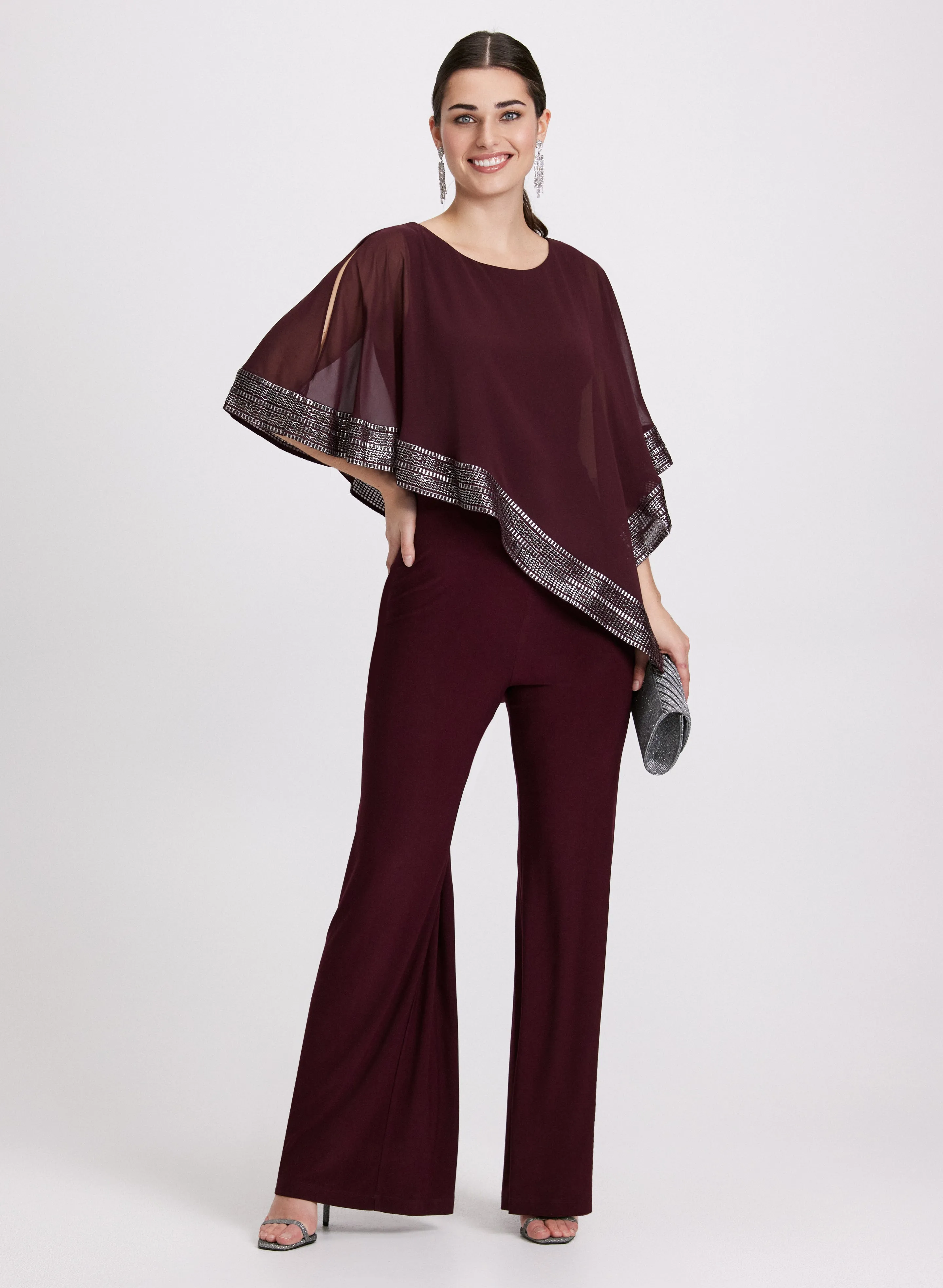 Asymmetric Cape Overlay Jumpsuit sold by Laura