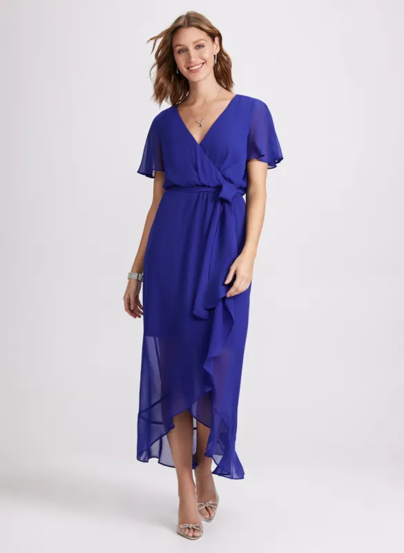 Flare Sleeve Wrap-Over Dress sold by Laura