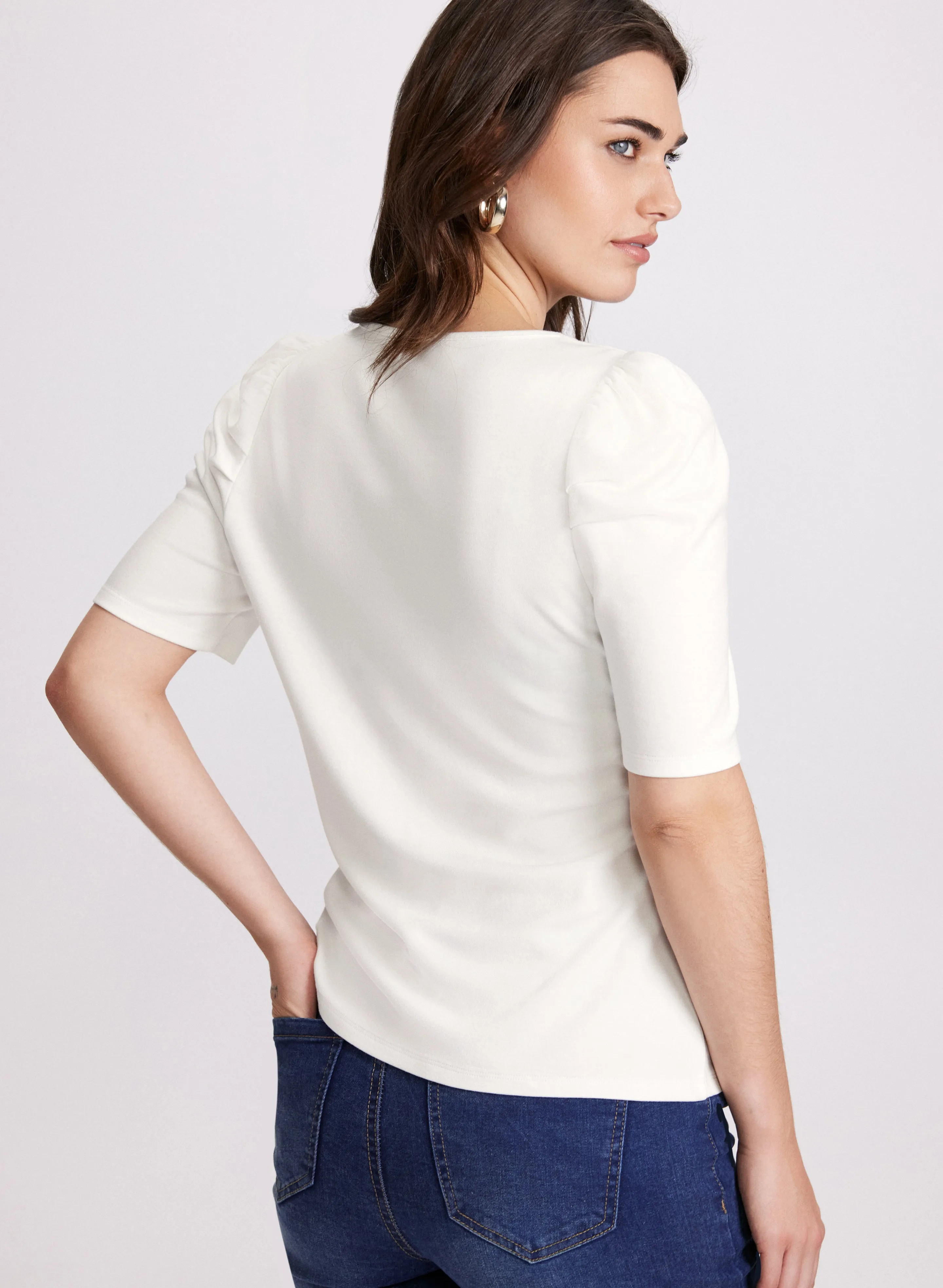 Puff Sleeve V-Neck Blouse sold by Laura product image thumbnail 4