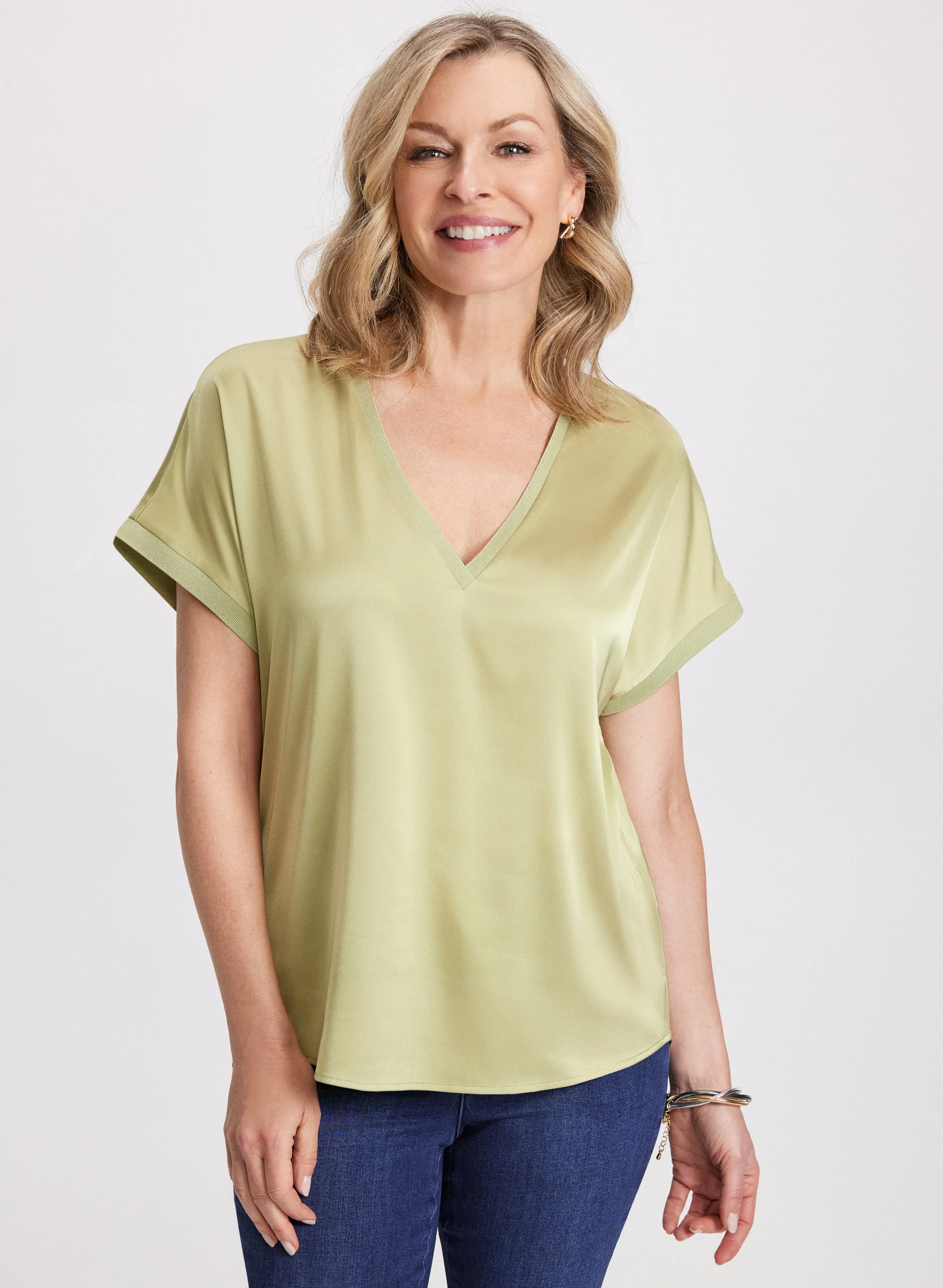 Satin V-Neck Blouse sold by Laura product image thumbnail 2