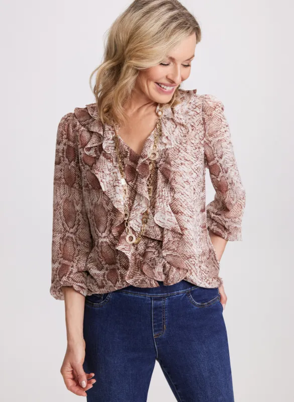 Snake Print Chiffon Blouse sold by Laura