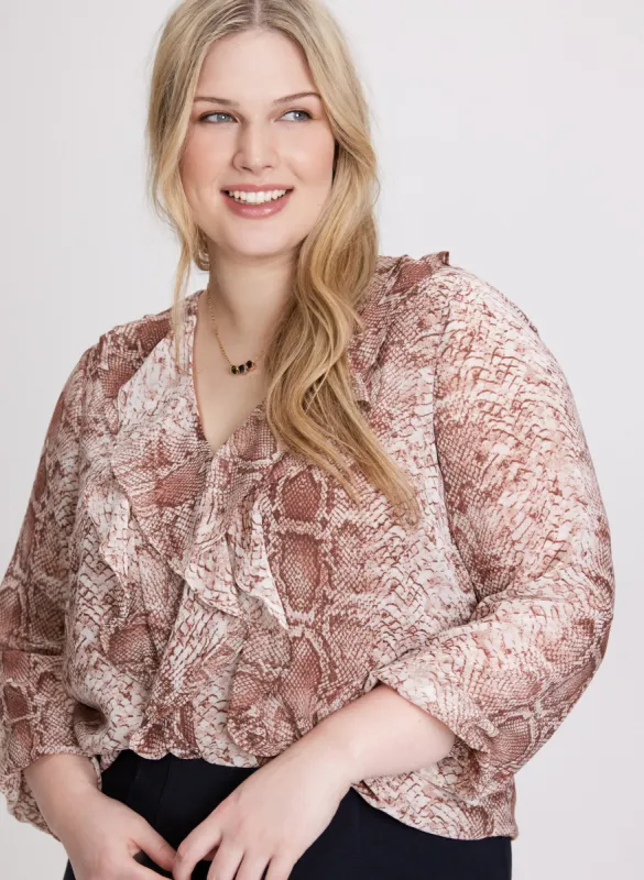 Snake Print Chiffon Blouse sold by Laura