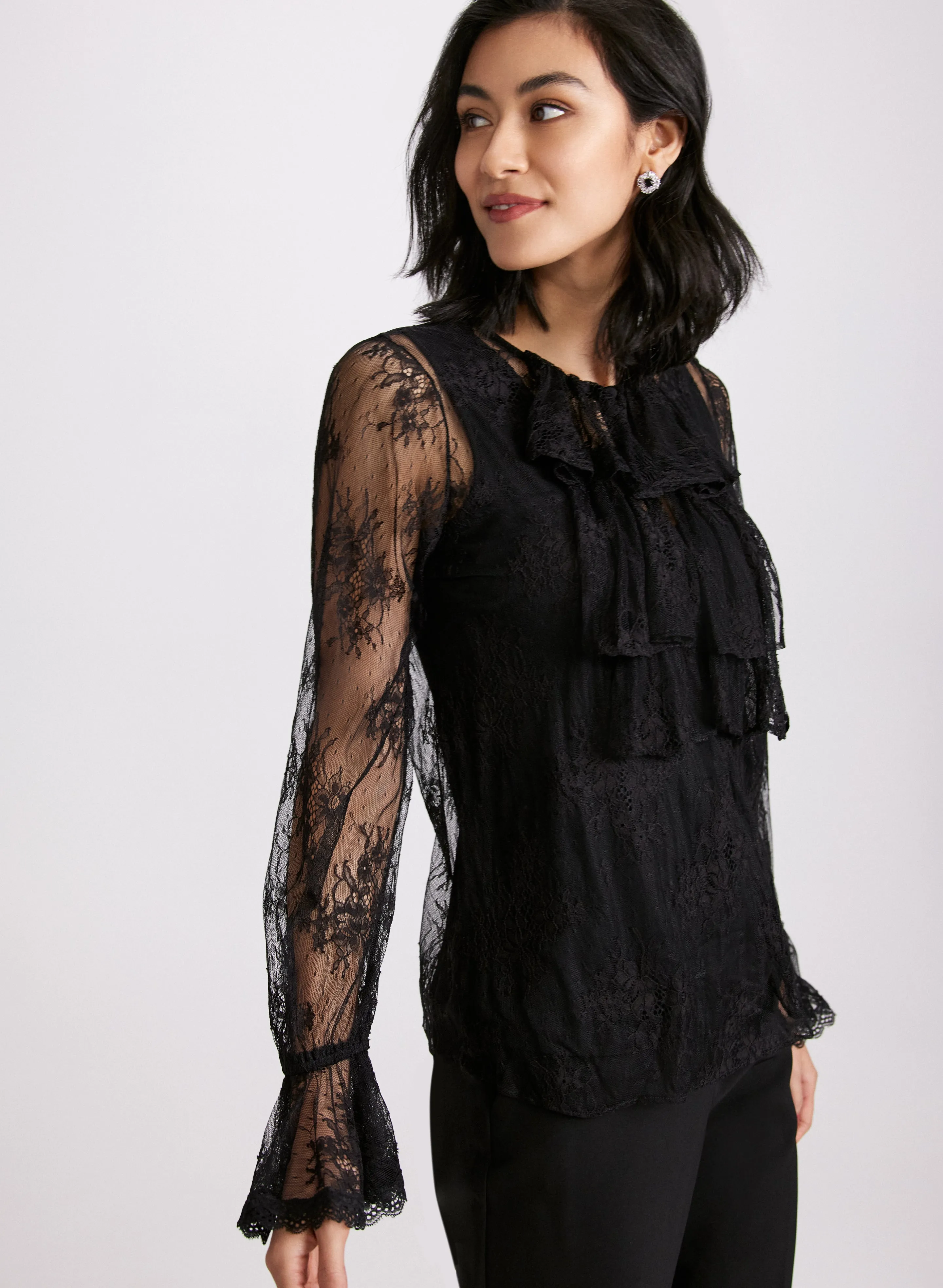 Ruffle Front Lace Blouse sold by Laura product image thumbnail 2