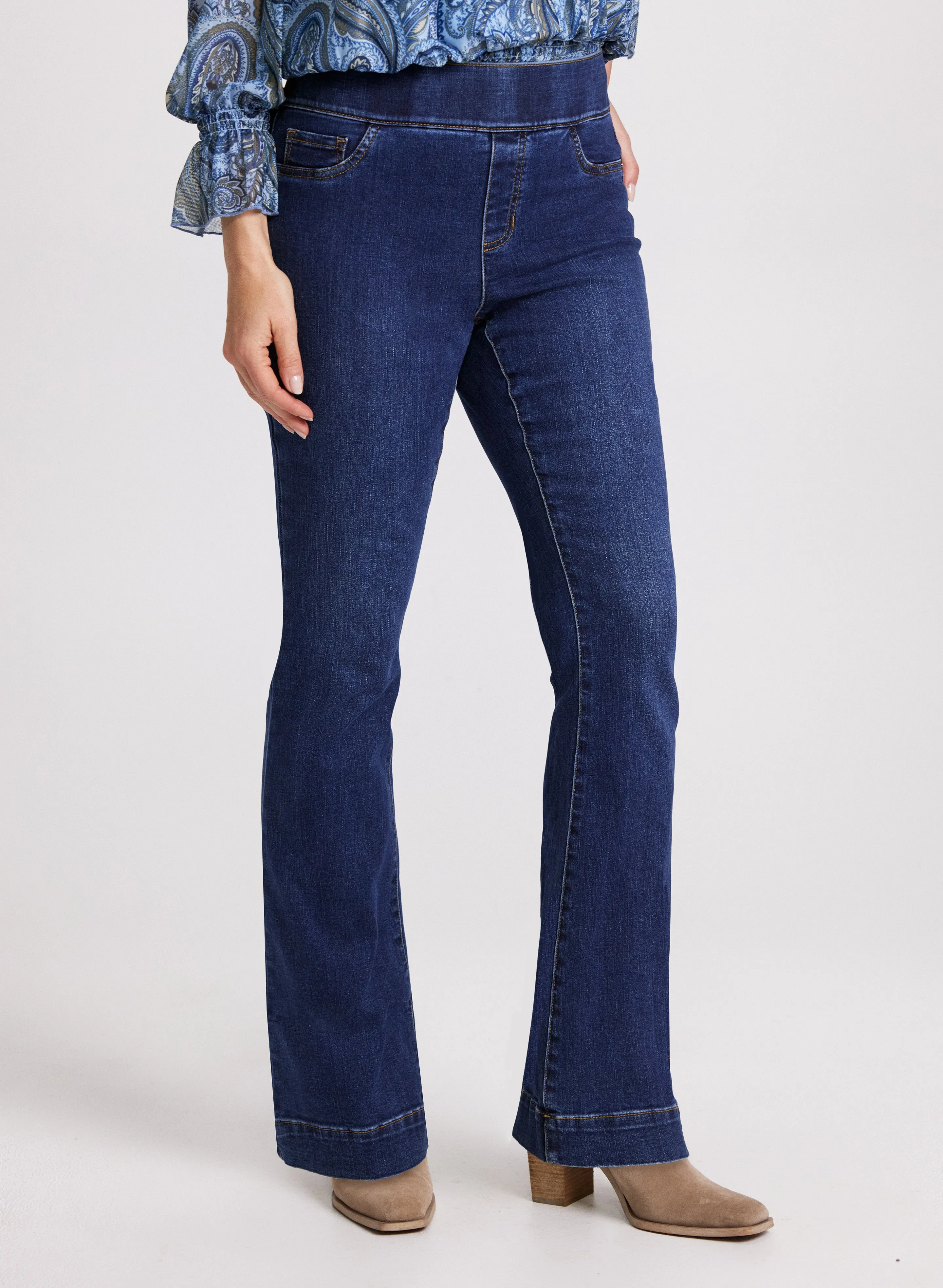 Flare Leg Pull-On Jeans sold by Laura