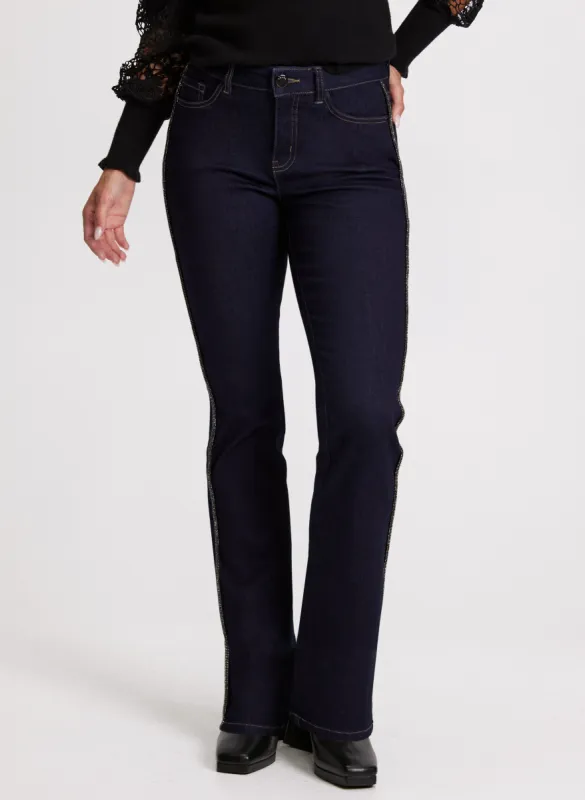 Beaded Flare-Leg Jeans sold by Laura