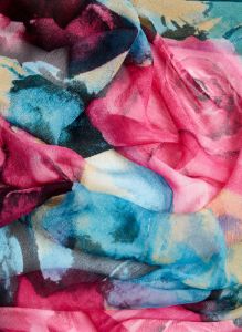 Abstract Floral Print Chiffon Scarf sold by Laura
