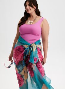 Abstract Floral Print Chiffon Scarf sold by Laura