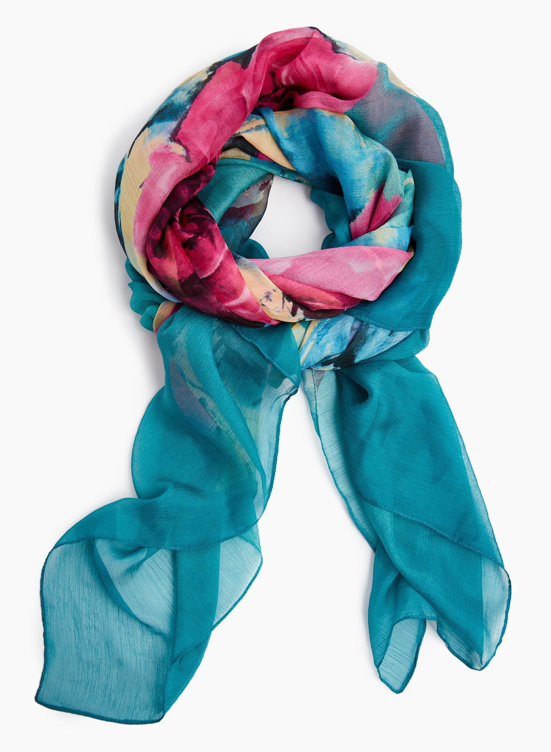 Abstract Floral Print Chiffon Scarf sold by Laura