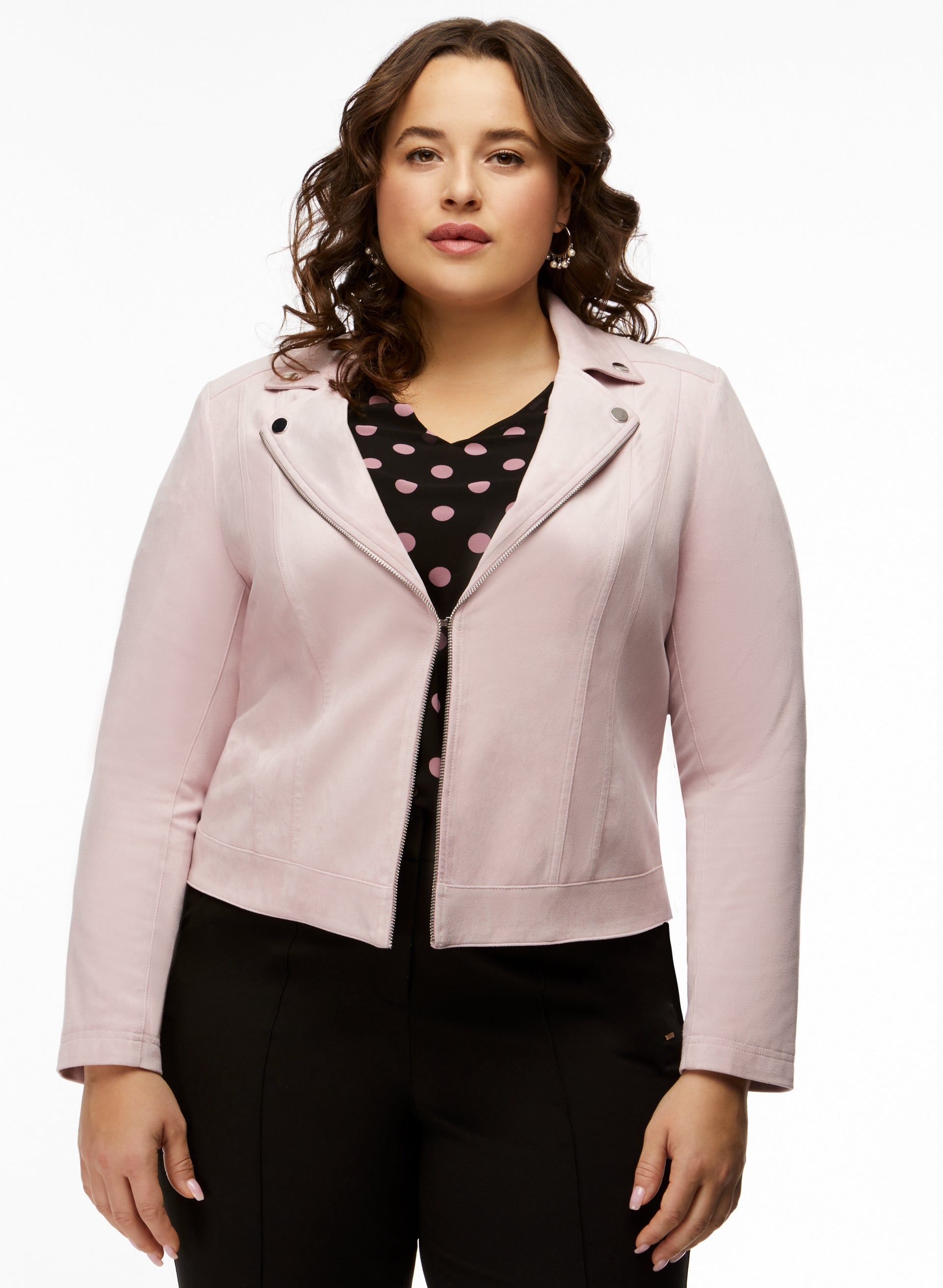 Zip Detail Faux Suede Jacket sold by Laura