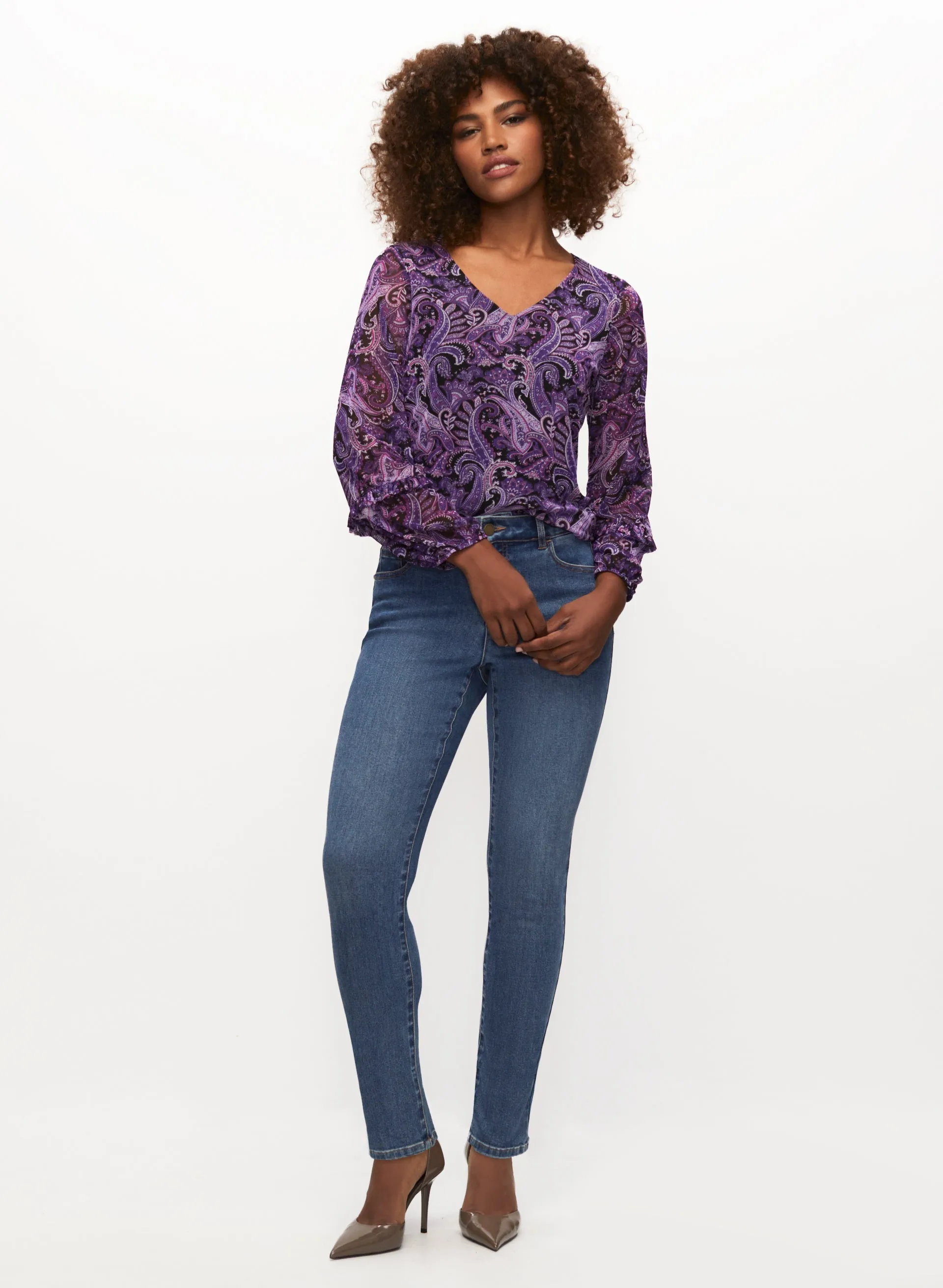 Paisley Print V-Neck Mesh Top sold by Laura product image thumbnail 3
