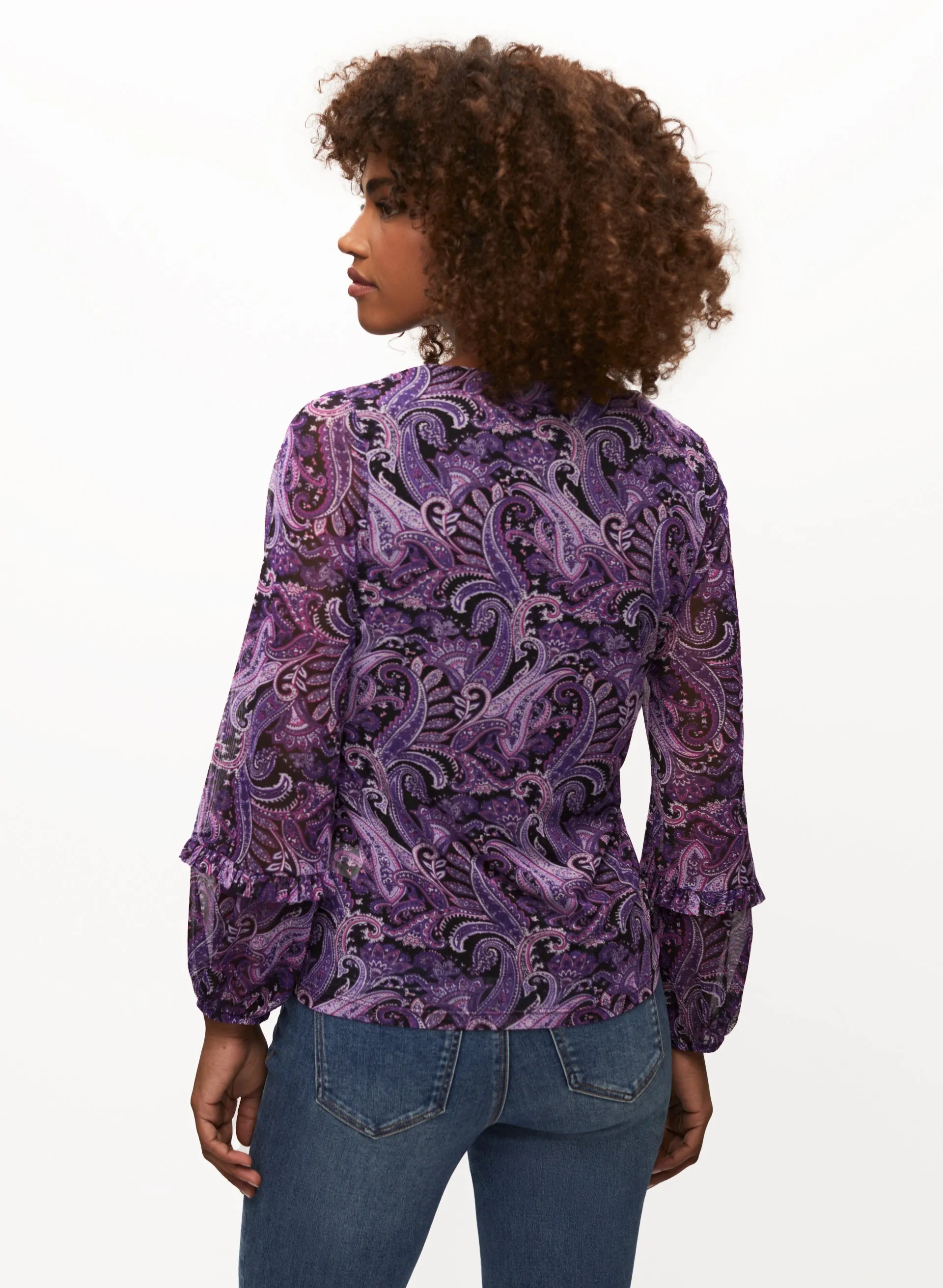 Paisley Print V-Neck Mesh Top sold by Laura product image thumbnail 4