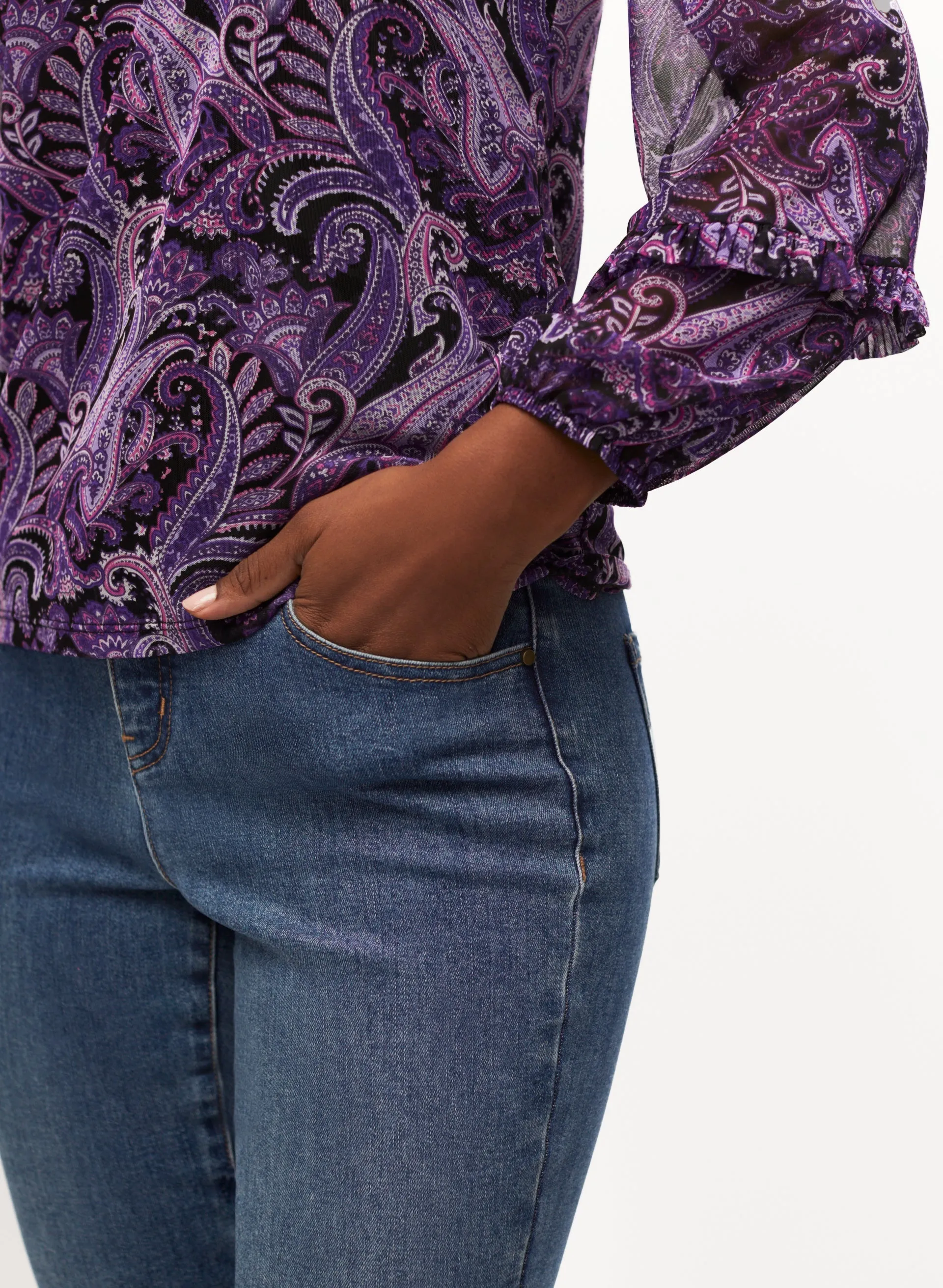 Paisley Print V-Neck Mesh Top sold by Laura product image thumbnail 5