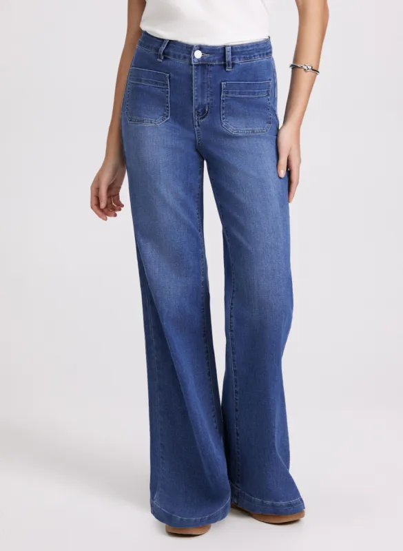 Patch Pocket Wide-Leg Jeans sold by Laura