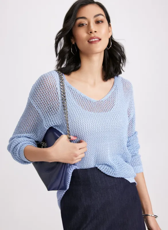 Glitter Knit Open Weave Sweater sold by Laura