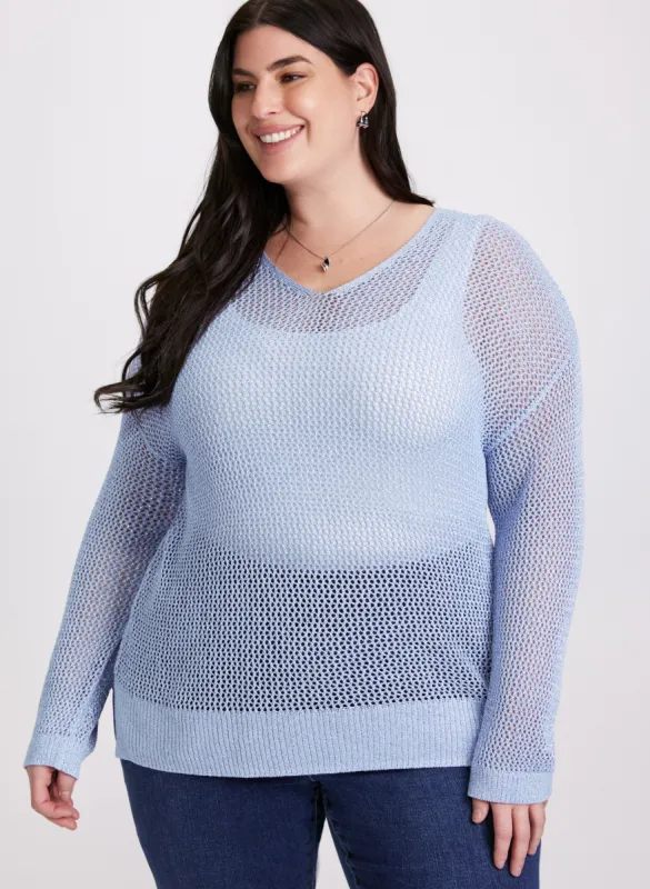 Glitter Knit Open Weave Sweater sold by Laura