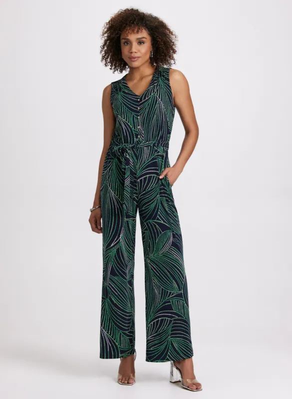 Abstract Leaf Print Jumpsuit sold by Laura