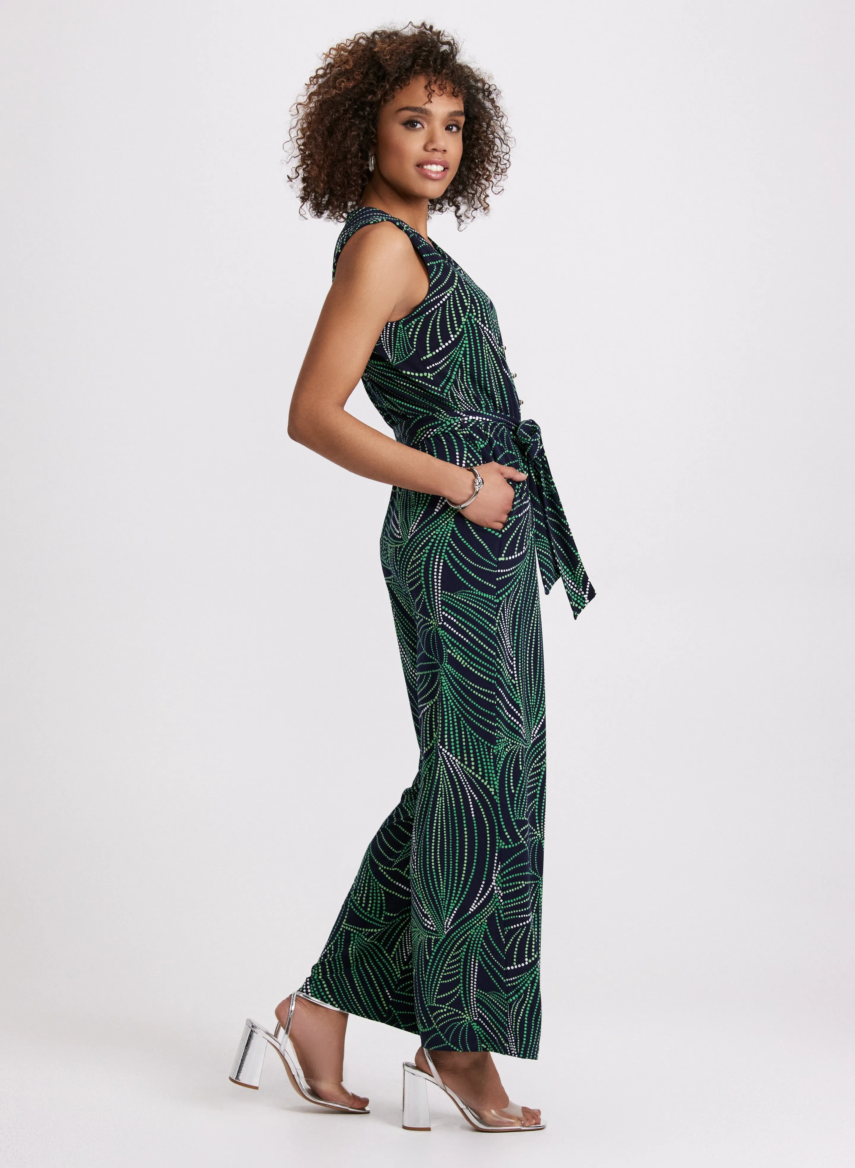 Abstract Leaf Print Jumpsuit sold by Laura product image thumbnail 3