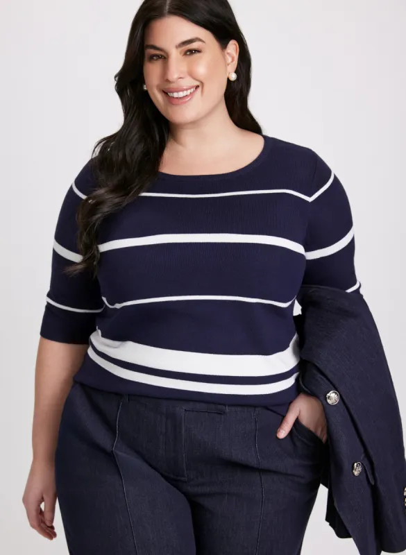 Stripe Print Knit Pullover sold by Laura