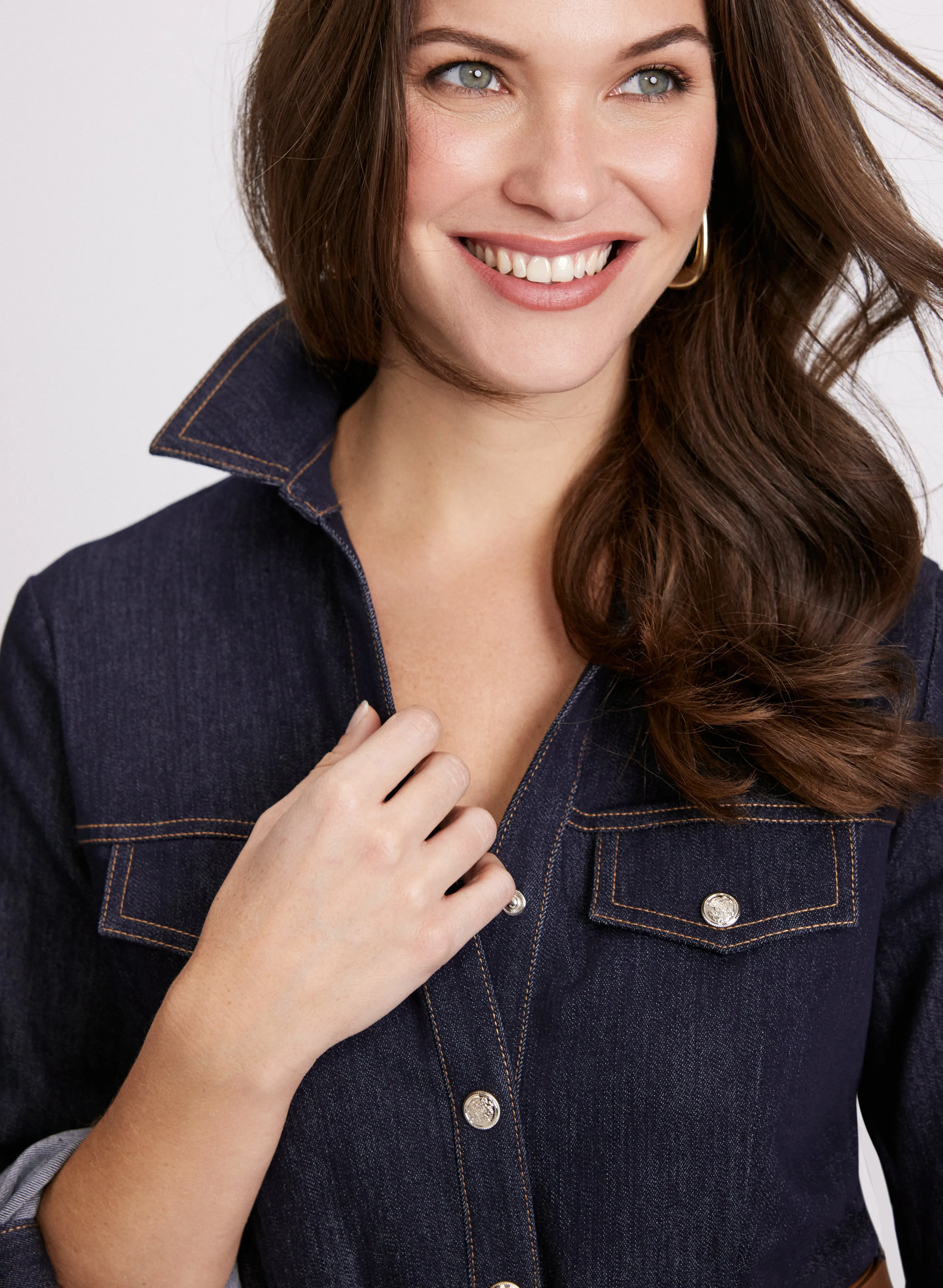 Belted Denim Button-Down Midi Dress sold by Laura product image thumbnail 5