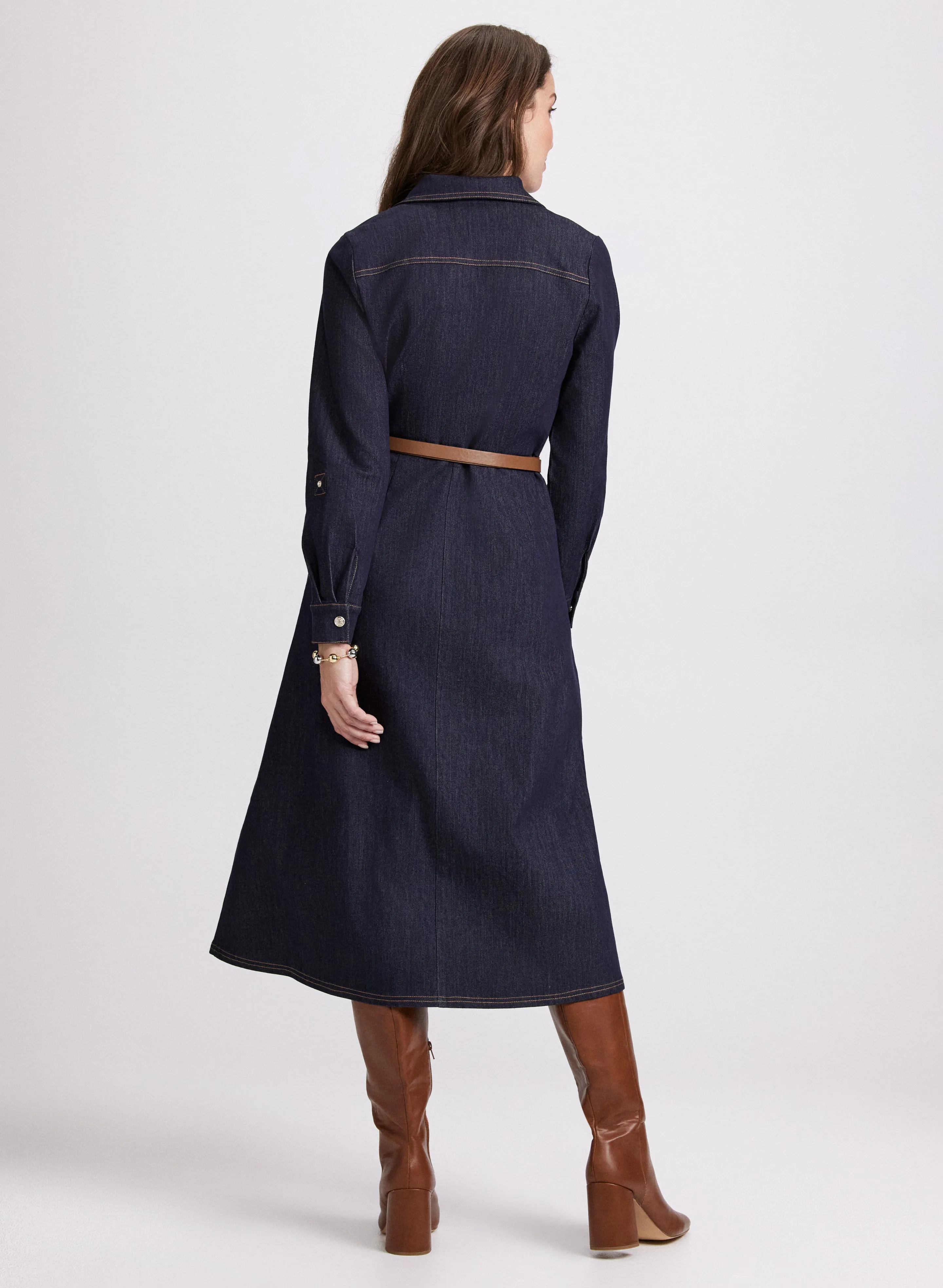 Belted Denim Button-Down Midi Dress sold by Laura product image thumbnail 3