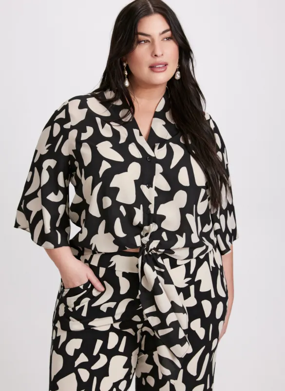 Printed Front-Tie Blouse sold by Laura