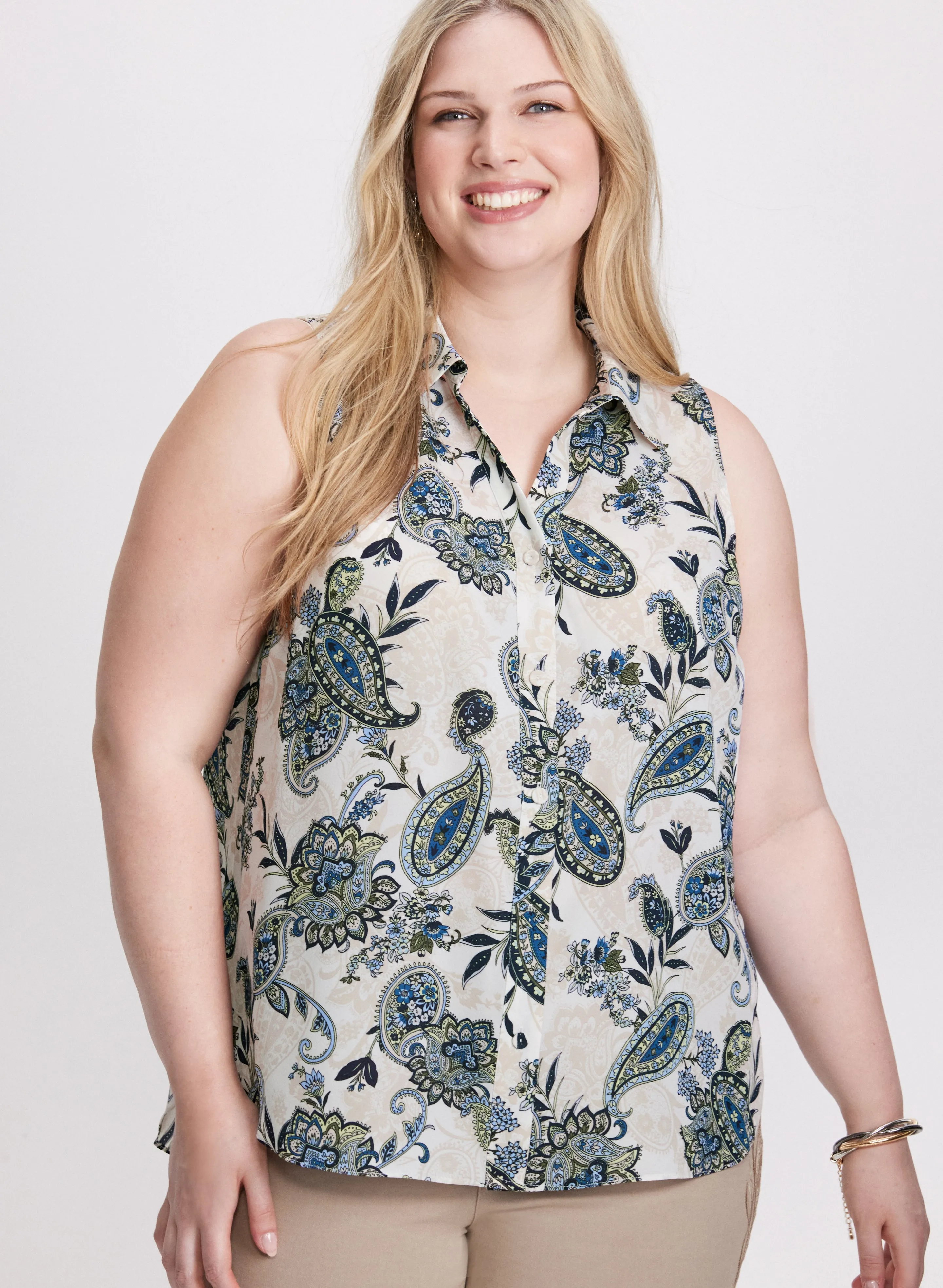 Sleeveless Paisley Print Blouse sold by Laura