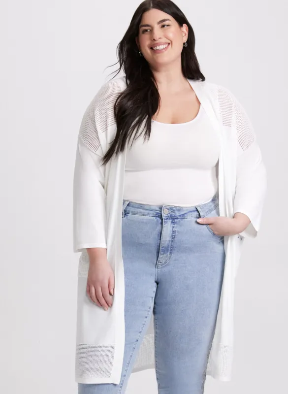 Joseph Ribkoff - Mesh Panel Open-Front Cardigan sold by Laura