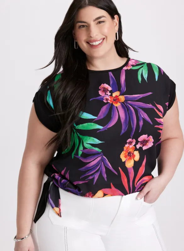 Joseph Ribkoff - Tropical Tied Hem Top sold by Laura