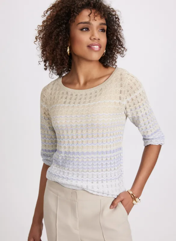 Ombre Open Knit Sweater sold by Laura